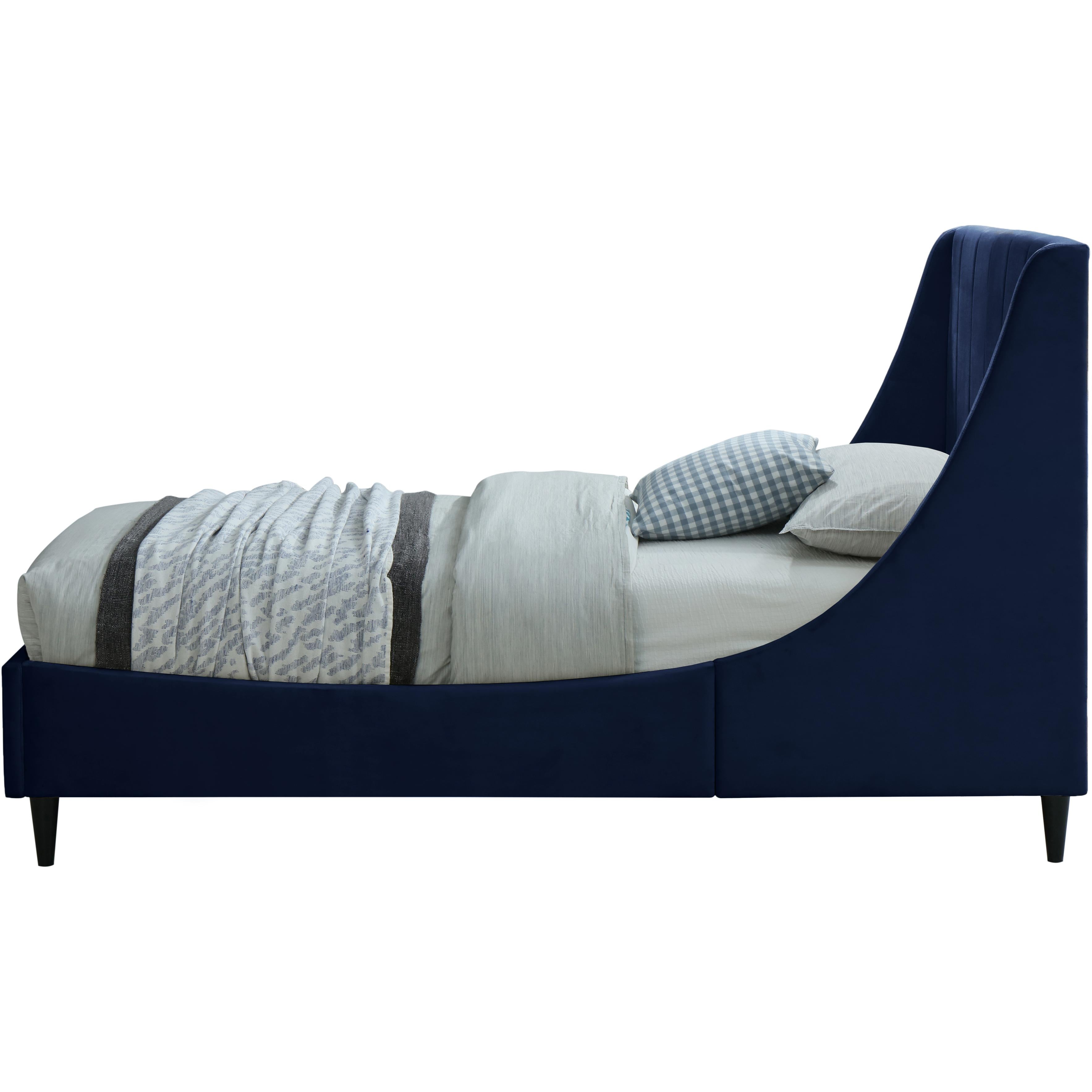 Meridian Eva Navy Velvet Twin Bed