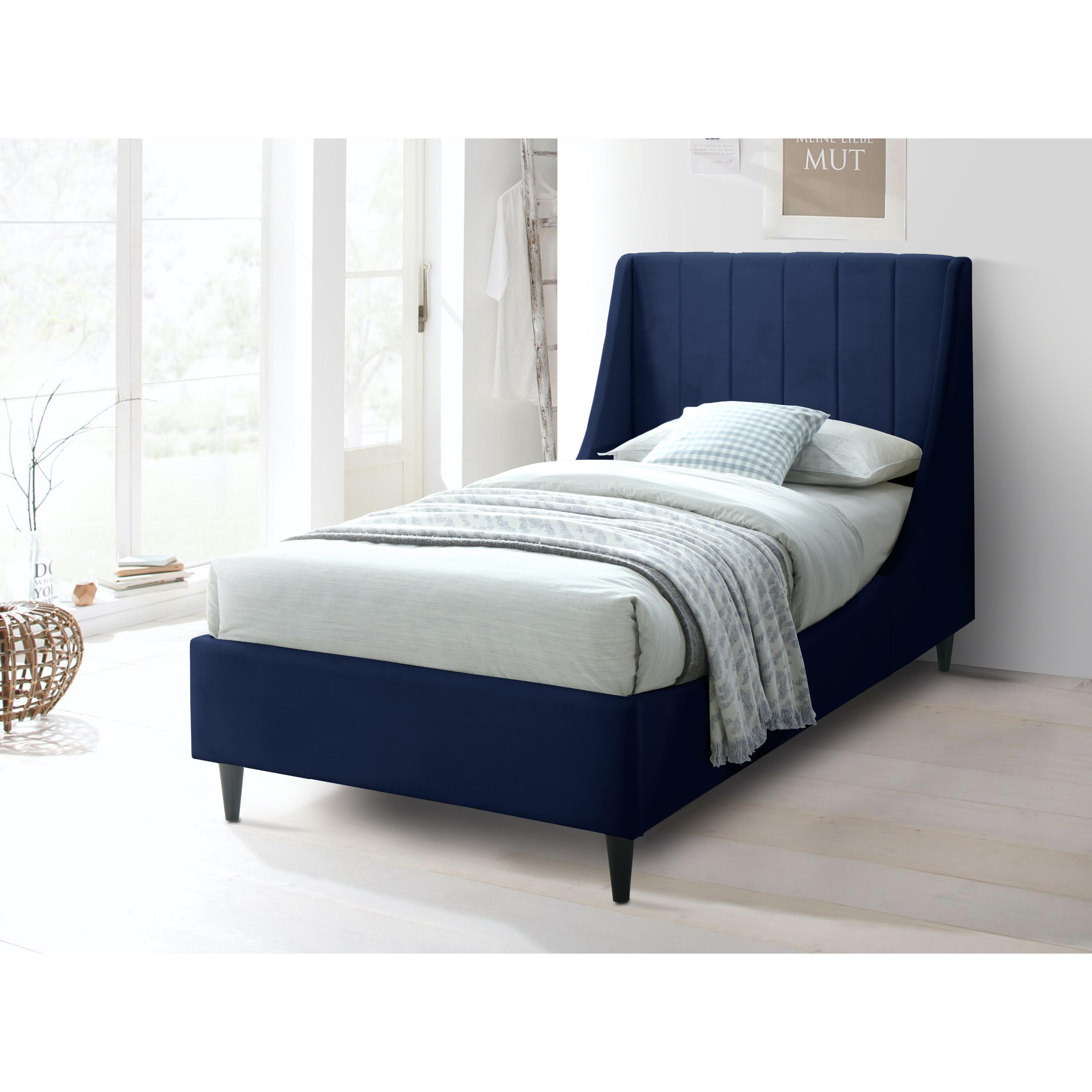Meridian Eva Navy Velvet Twin Bed