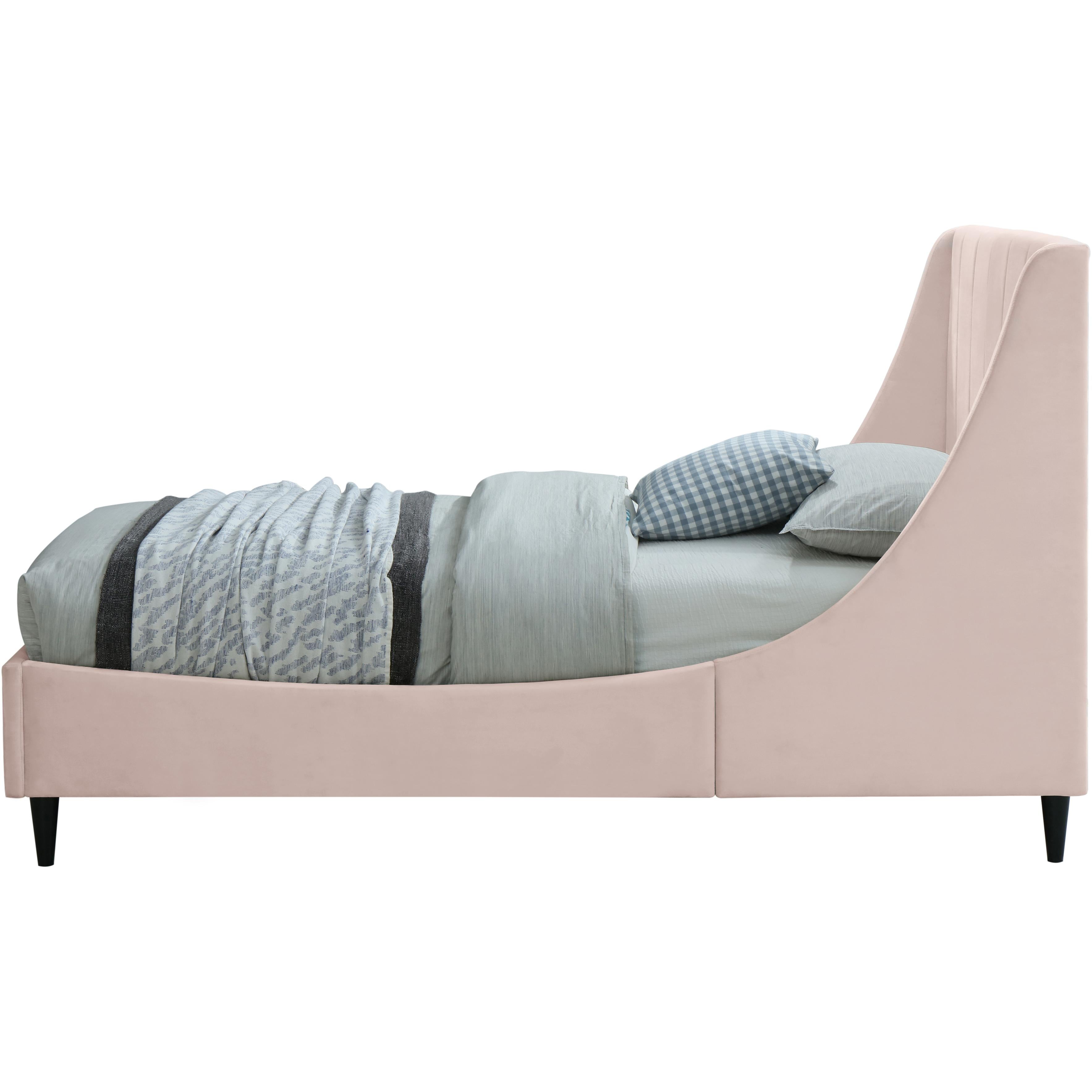 Meridian Eva Pink Velvet Twin Bed