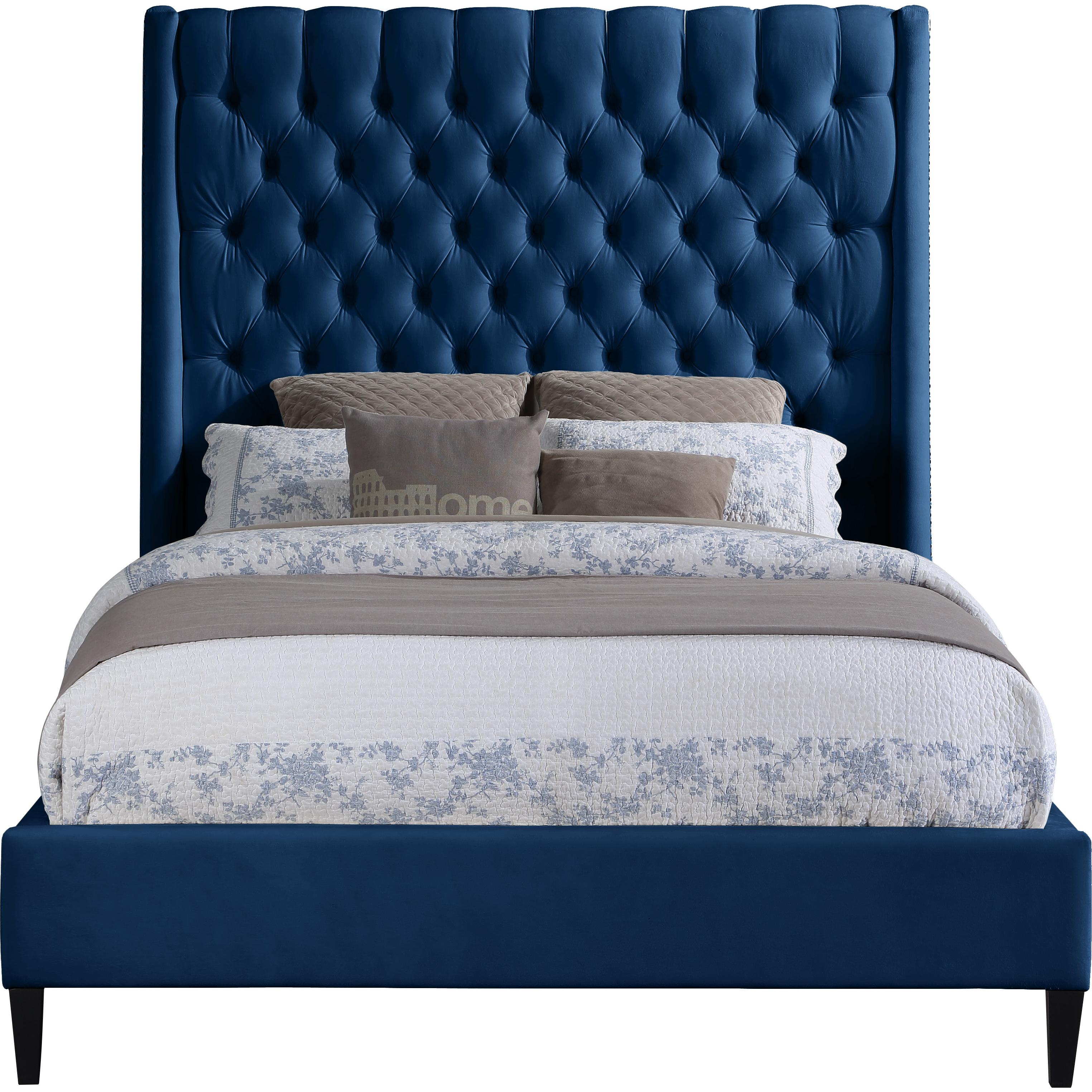 Meridian Fritz Navy Velvet Full Bed