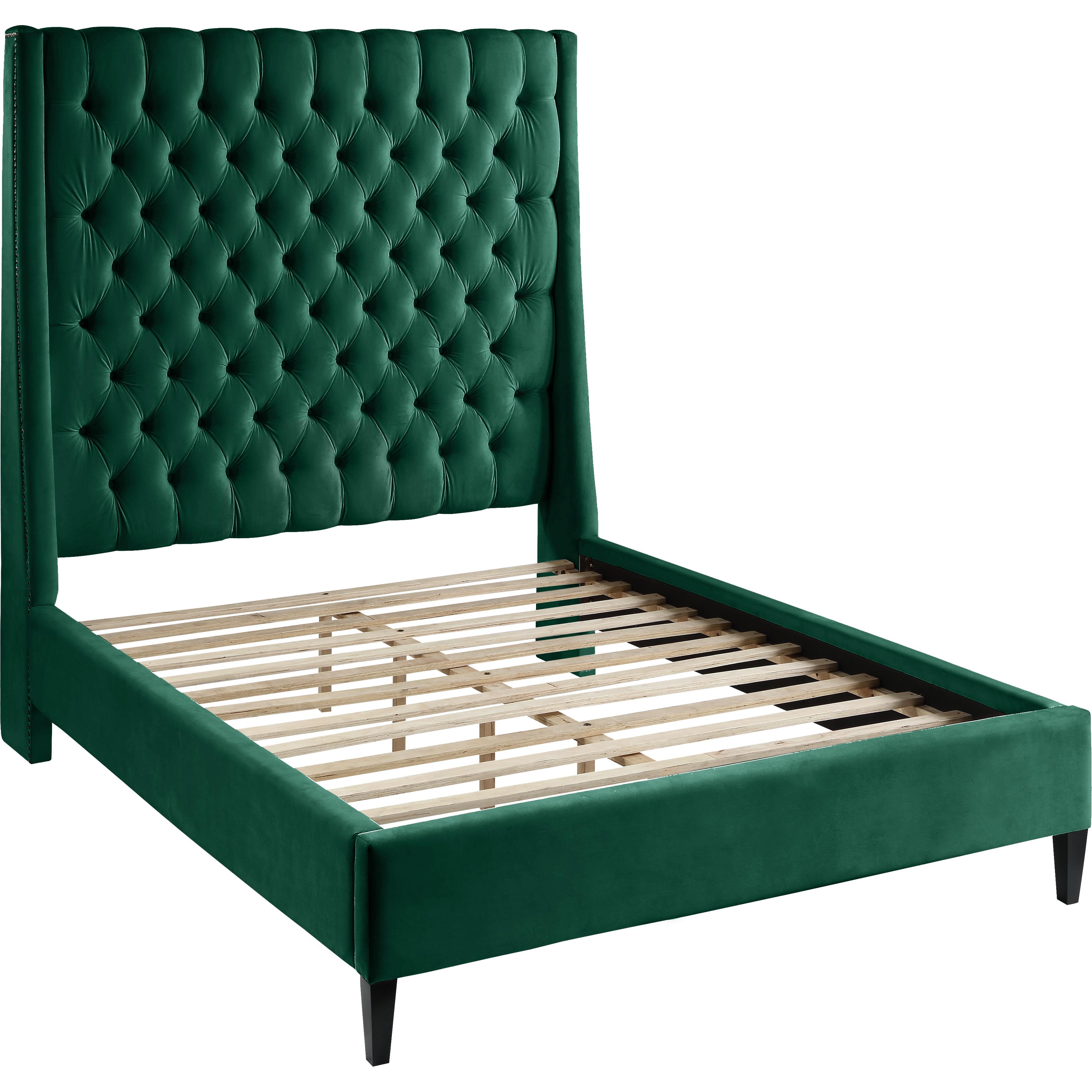 Meridian Fritz Green Velvet King Bed