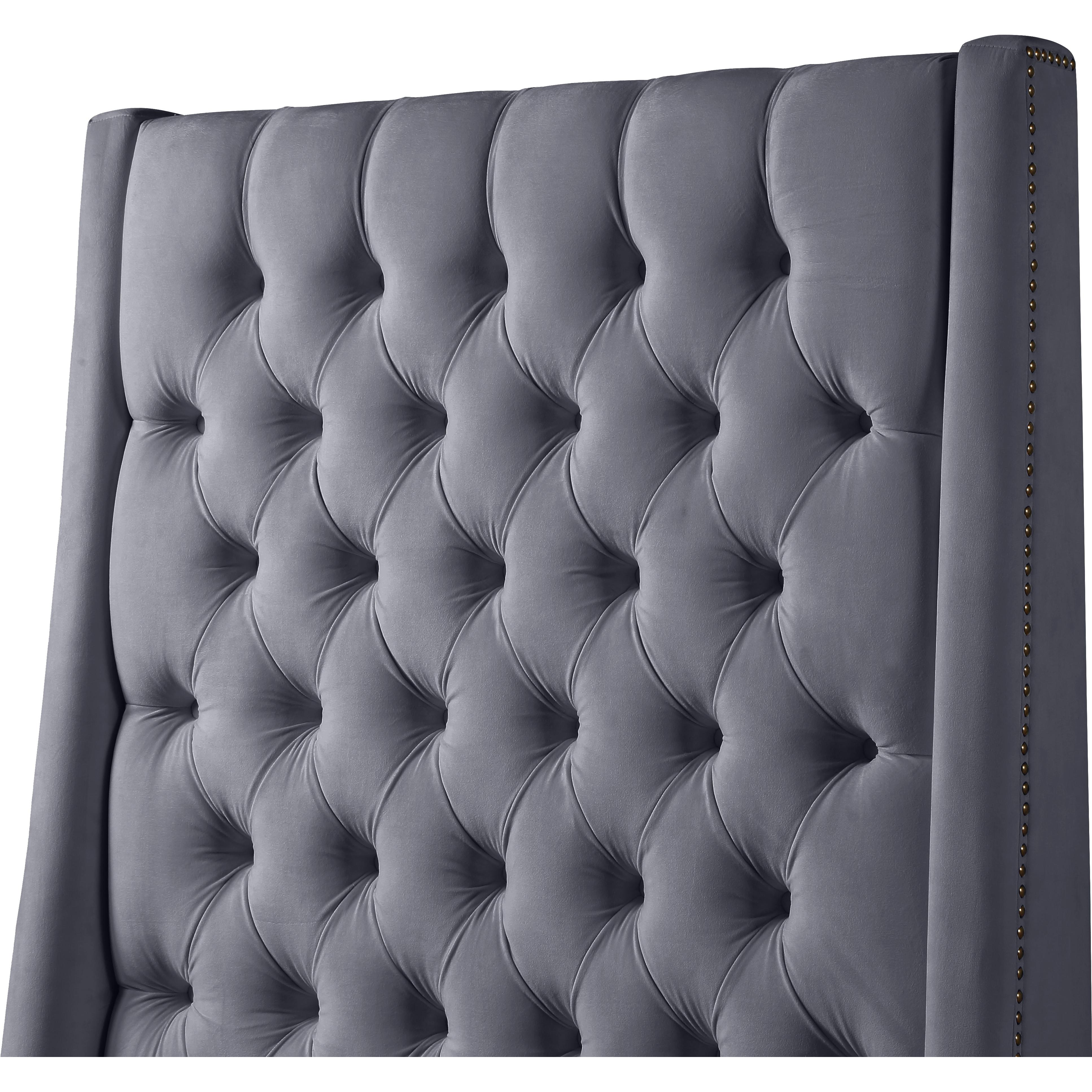 Meridian Fritz Grey Velvet King Bed