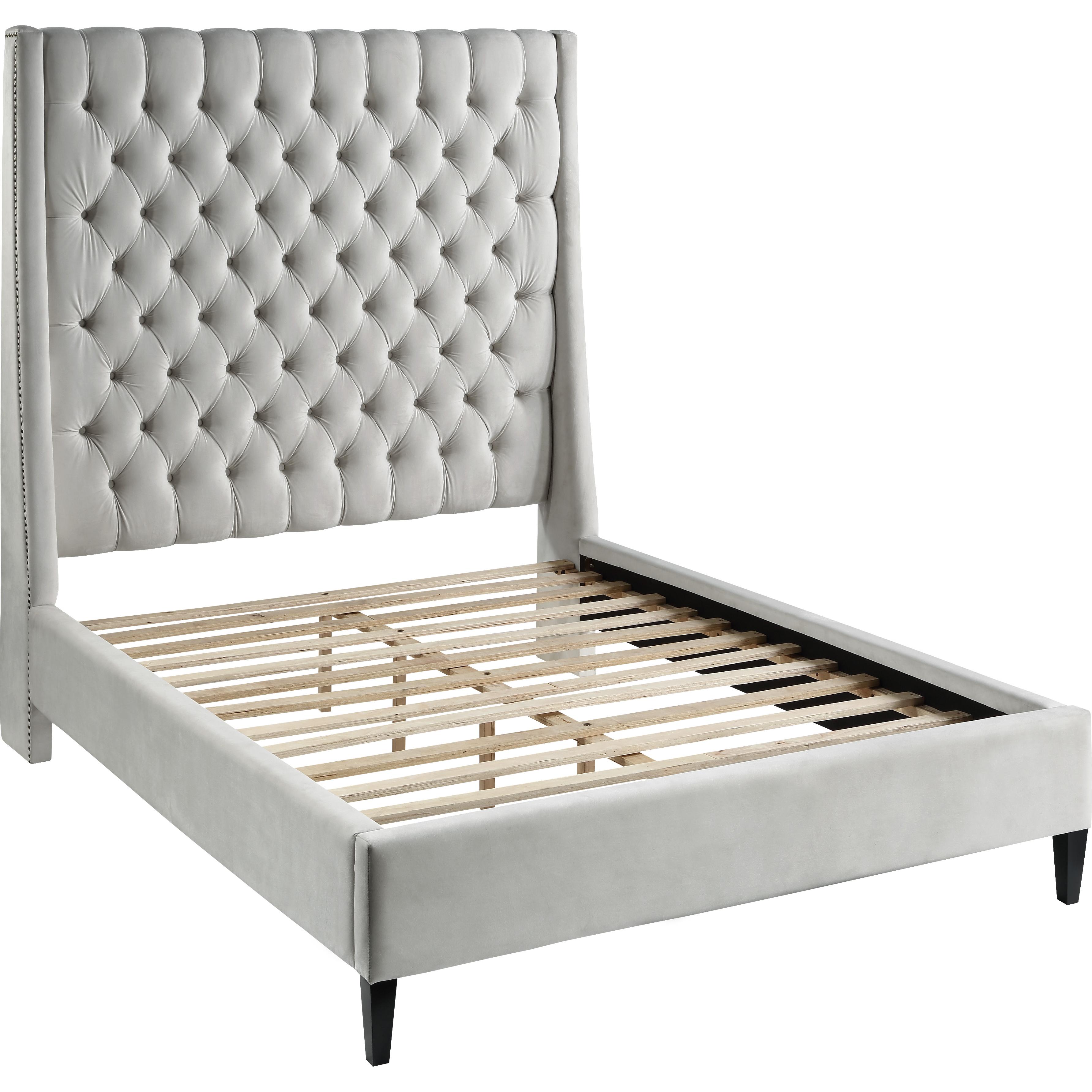 Meridian Fritz Cream Velvet Queen Bed