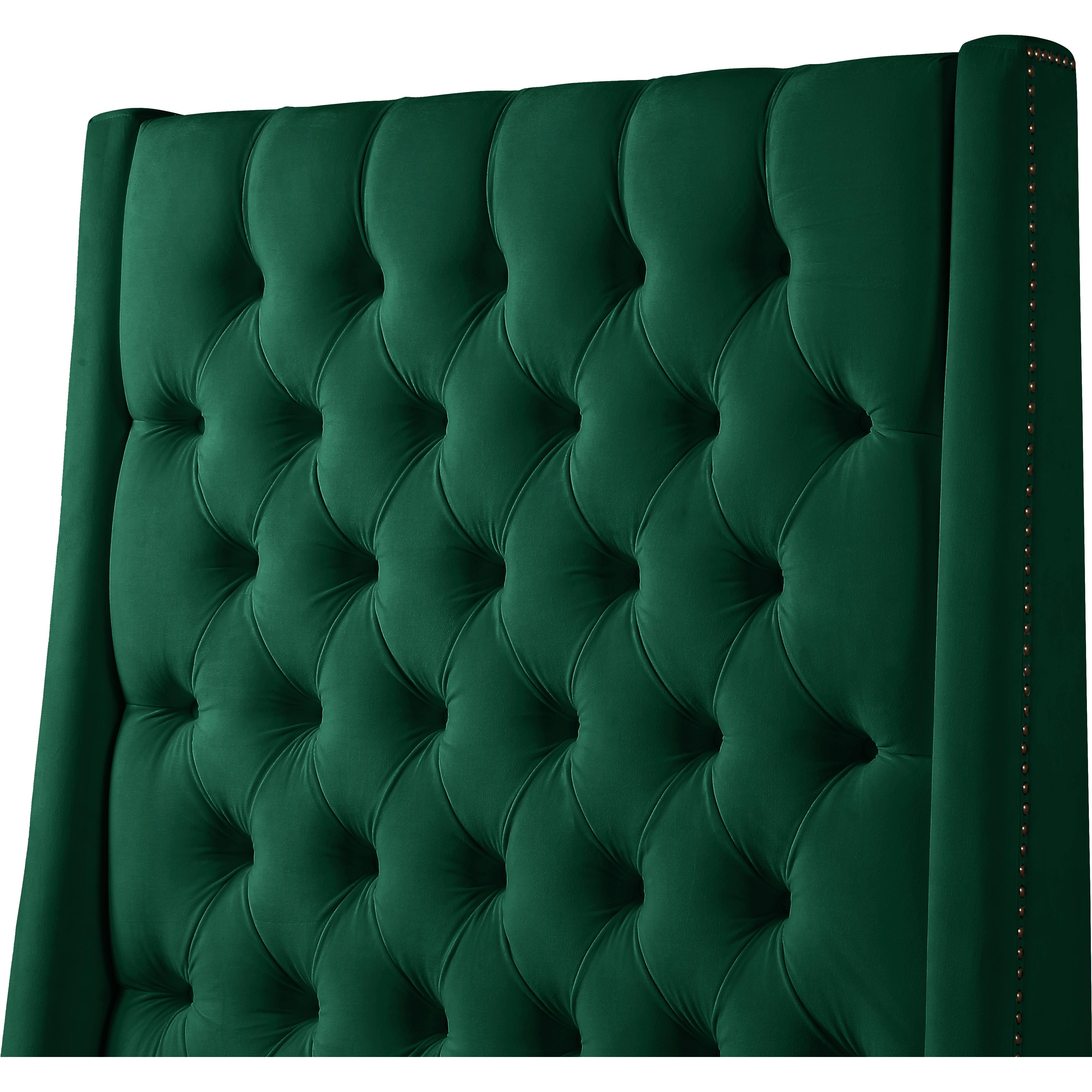 Meridian Fritz Green Velvet Queen Bed