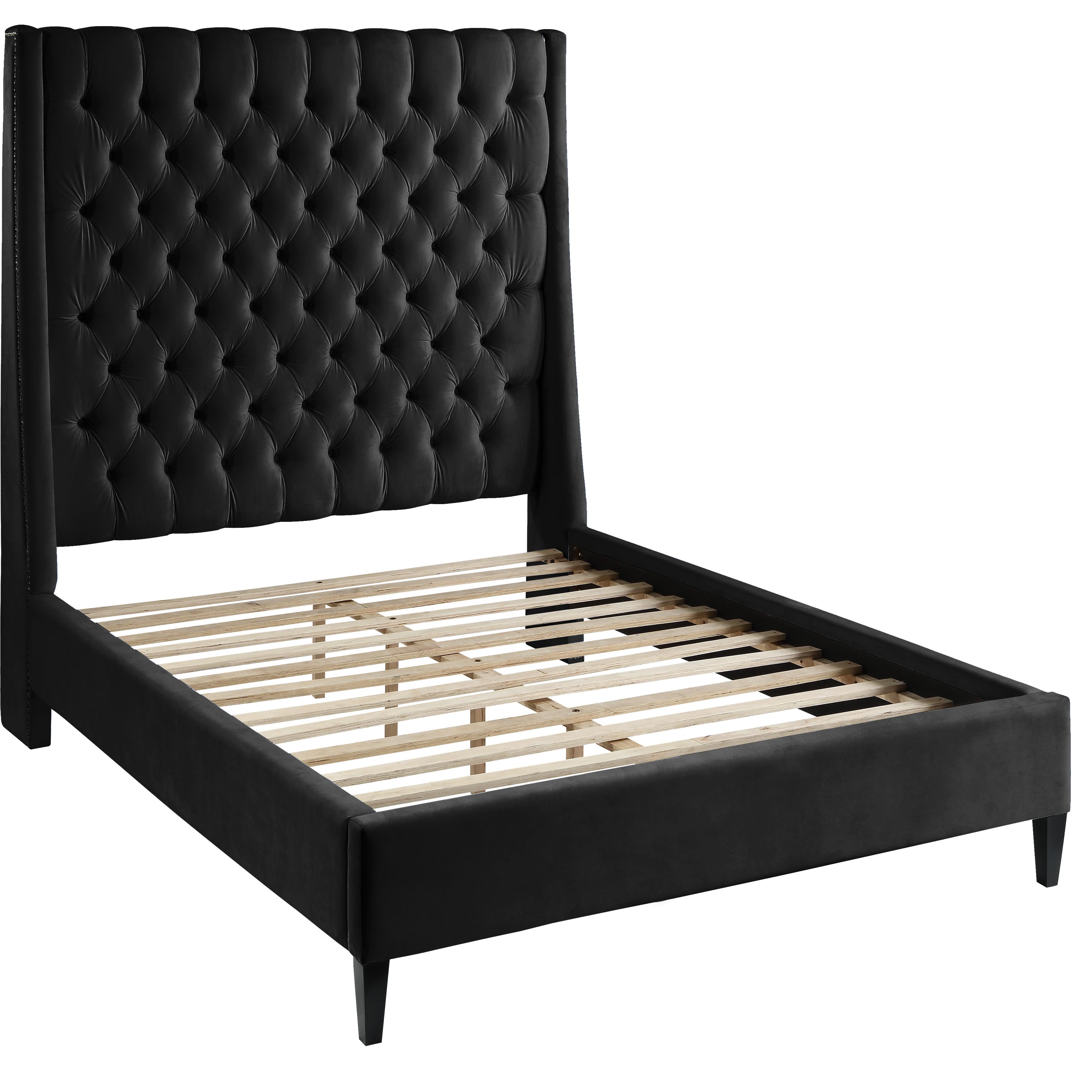 Meridian Fritz Black Velvet Twin Bed