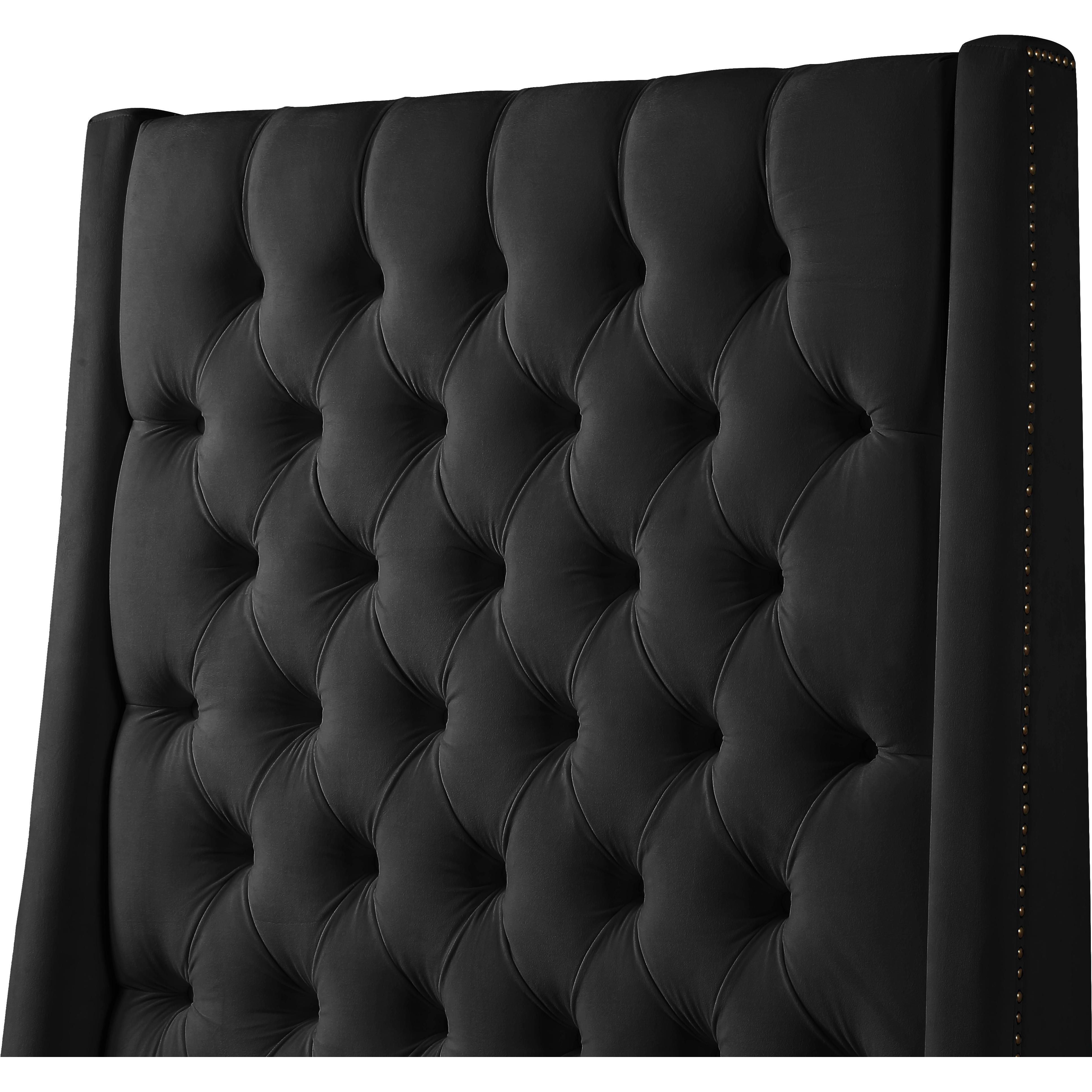 Meridian Fritz Black Velvet Twin Bed