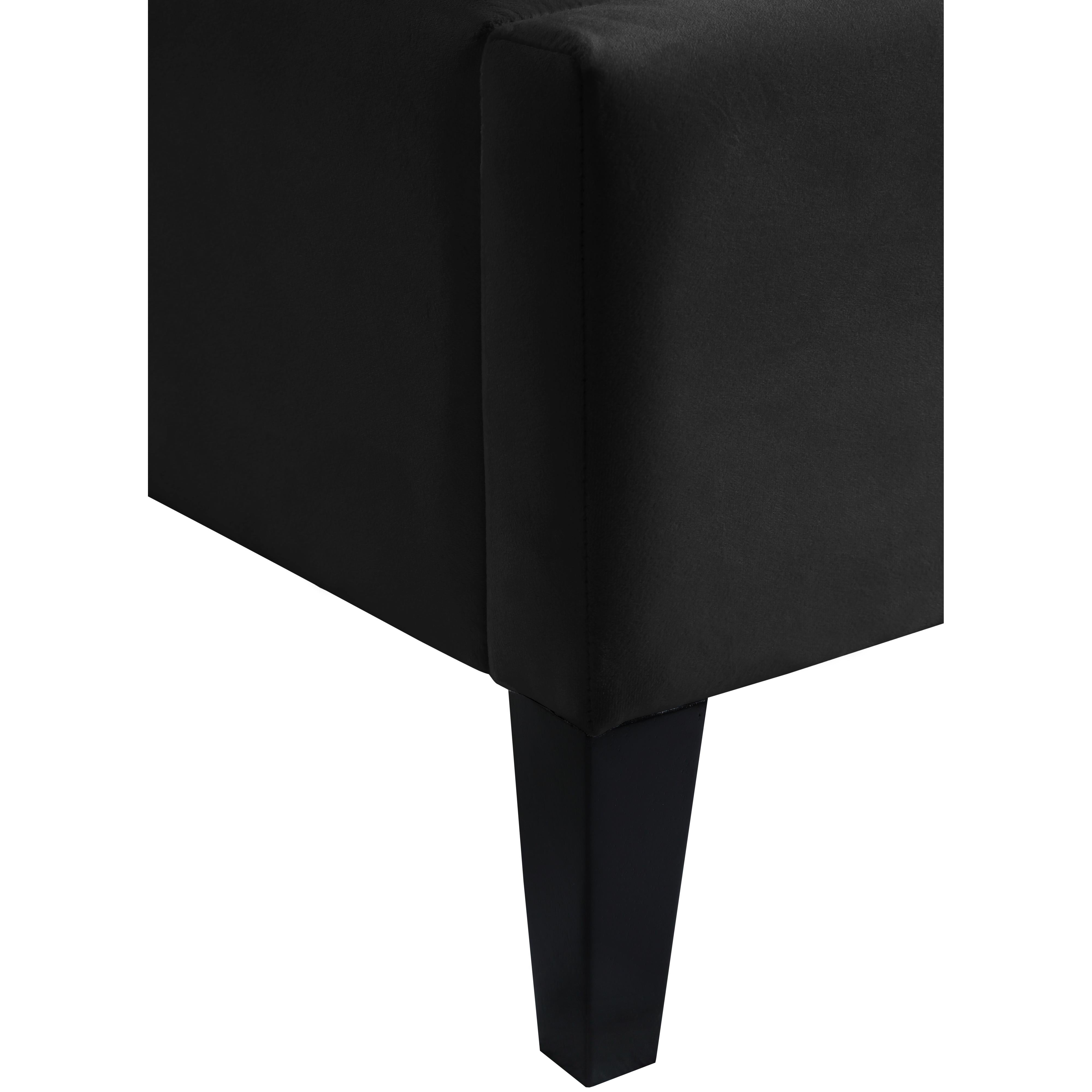 Meridian Fritz Black Velvet Twin Bed