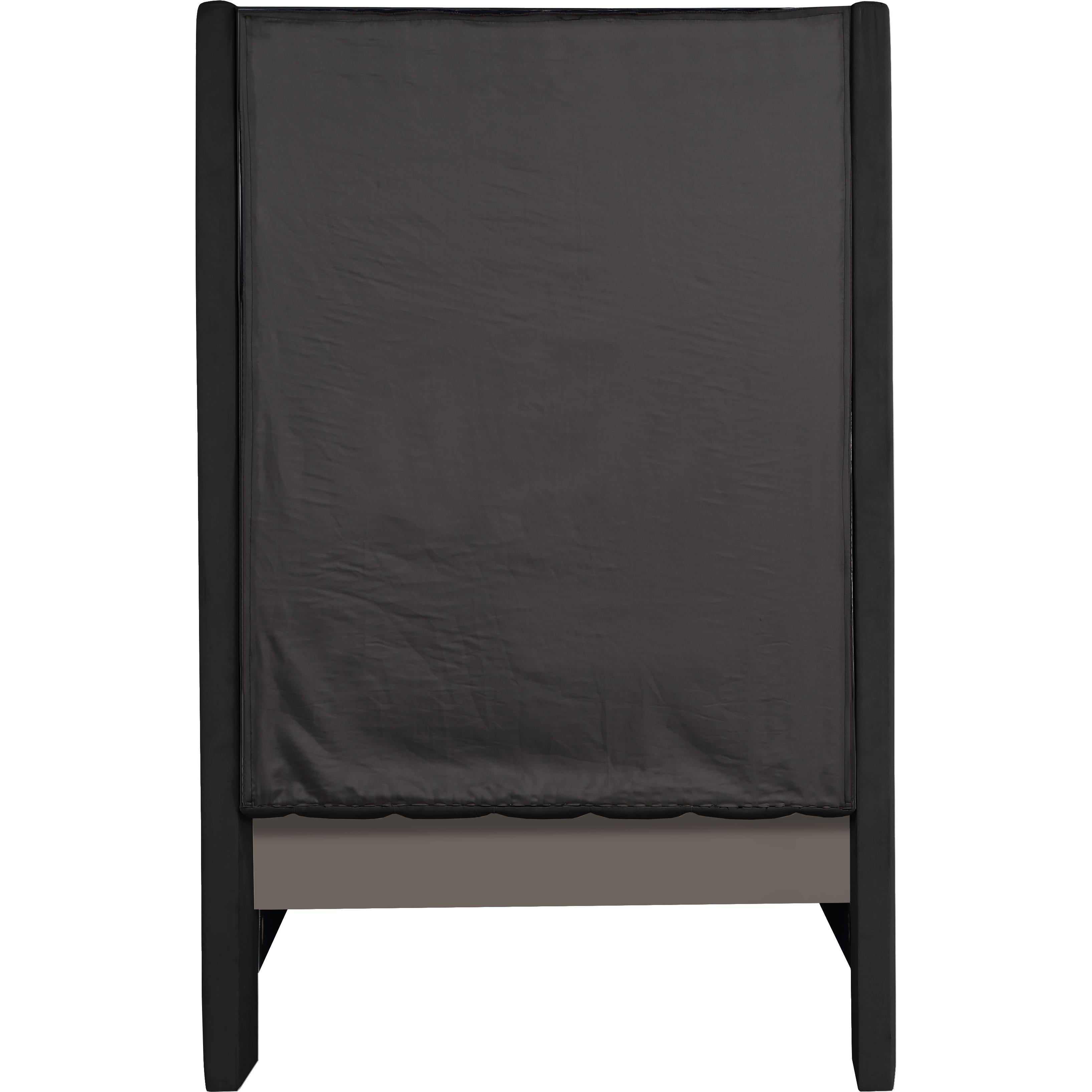 Meridian Fritz Black Velvet Twin Bed