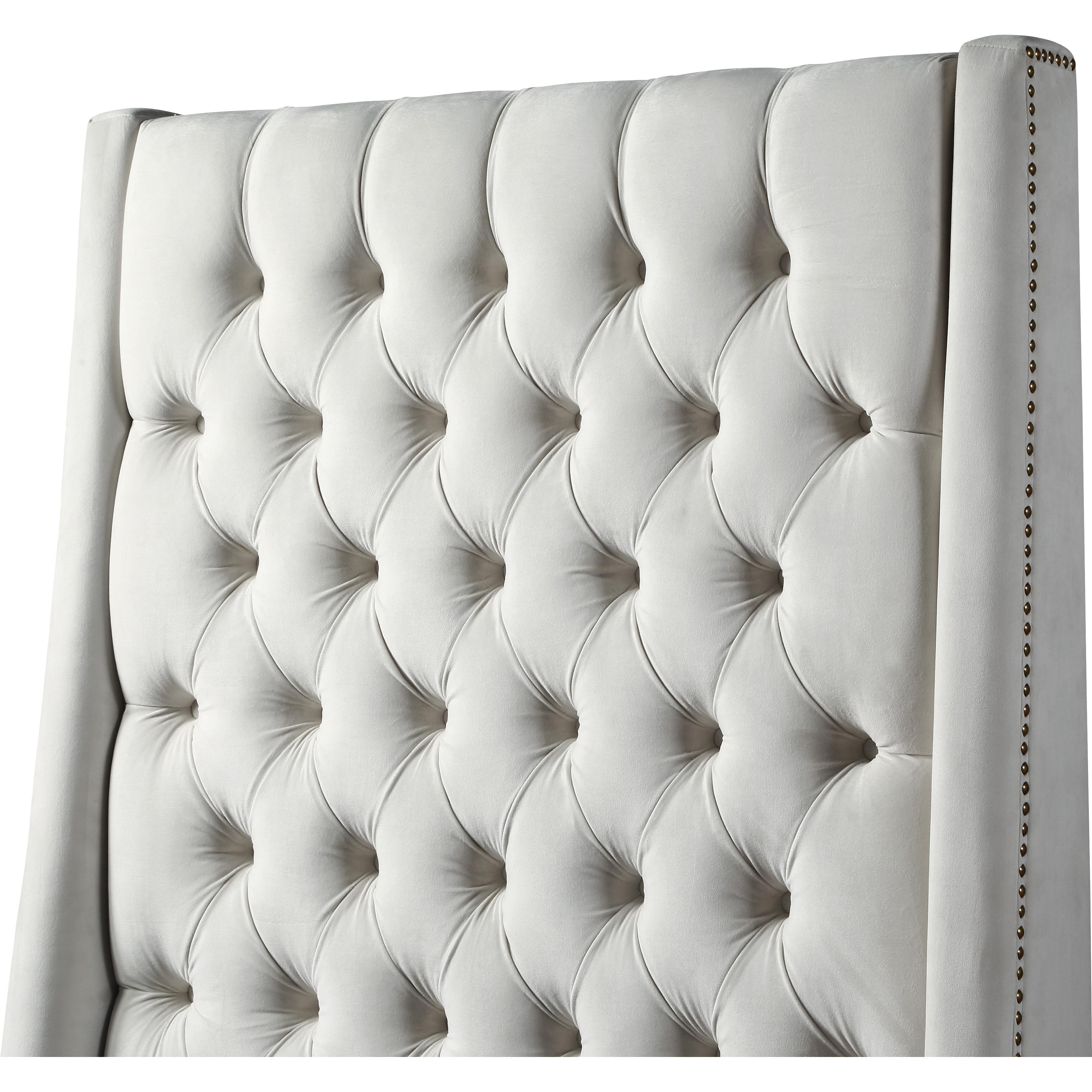 Meridian Fritz Cream Velvet Twin Bed