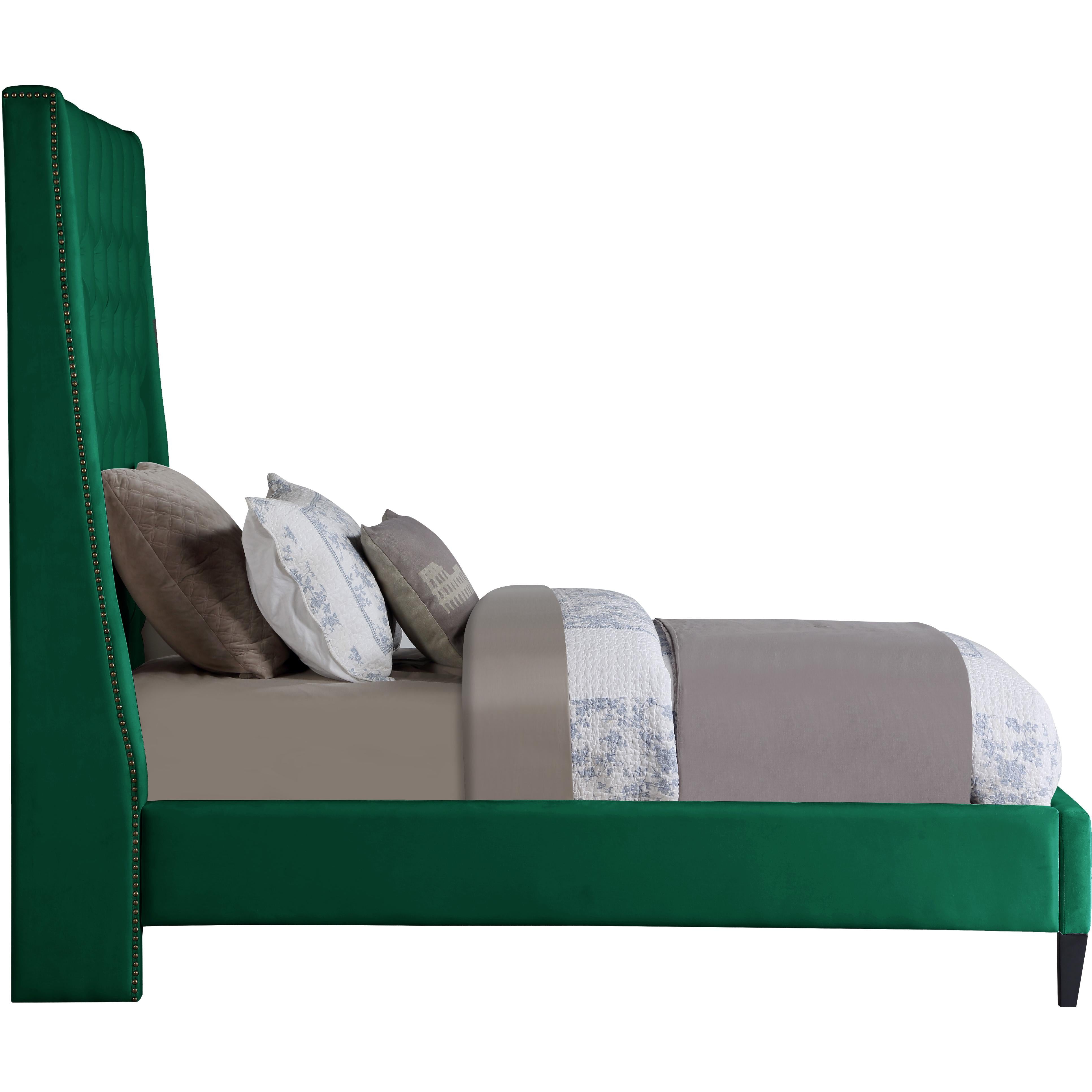 Meridian Fritz Green Velvet Twin Bed