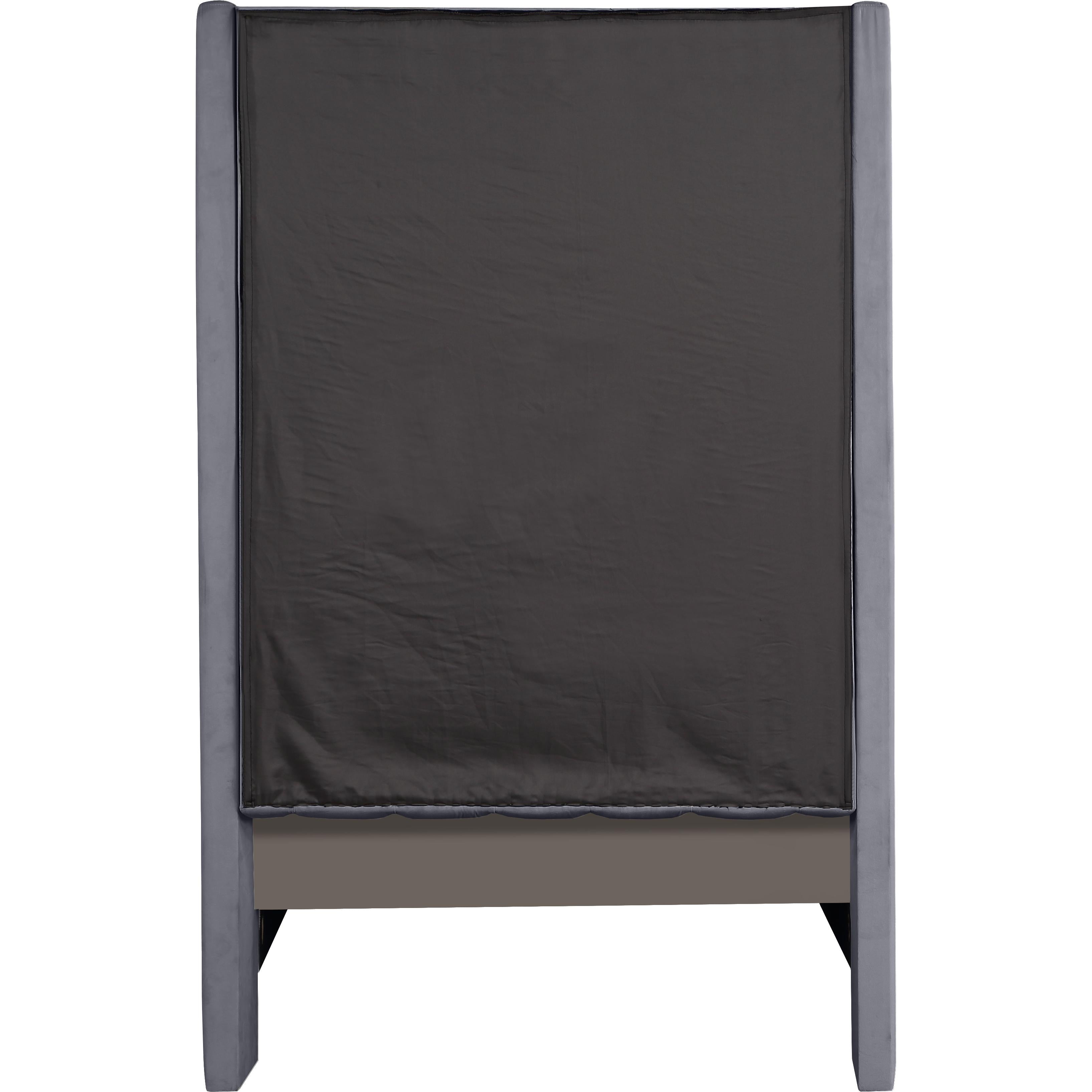 Meridian Fritz Grey Velvet Twin Bed