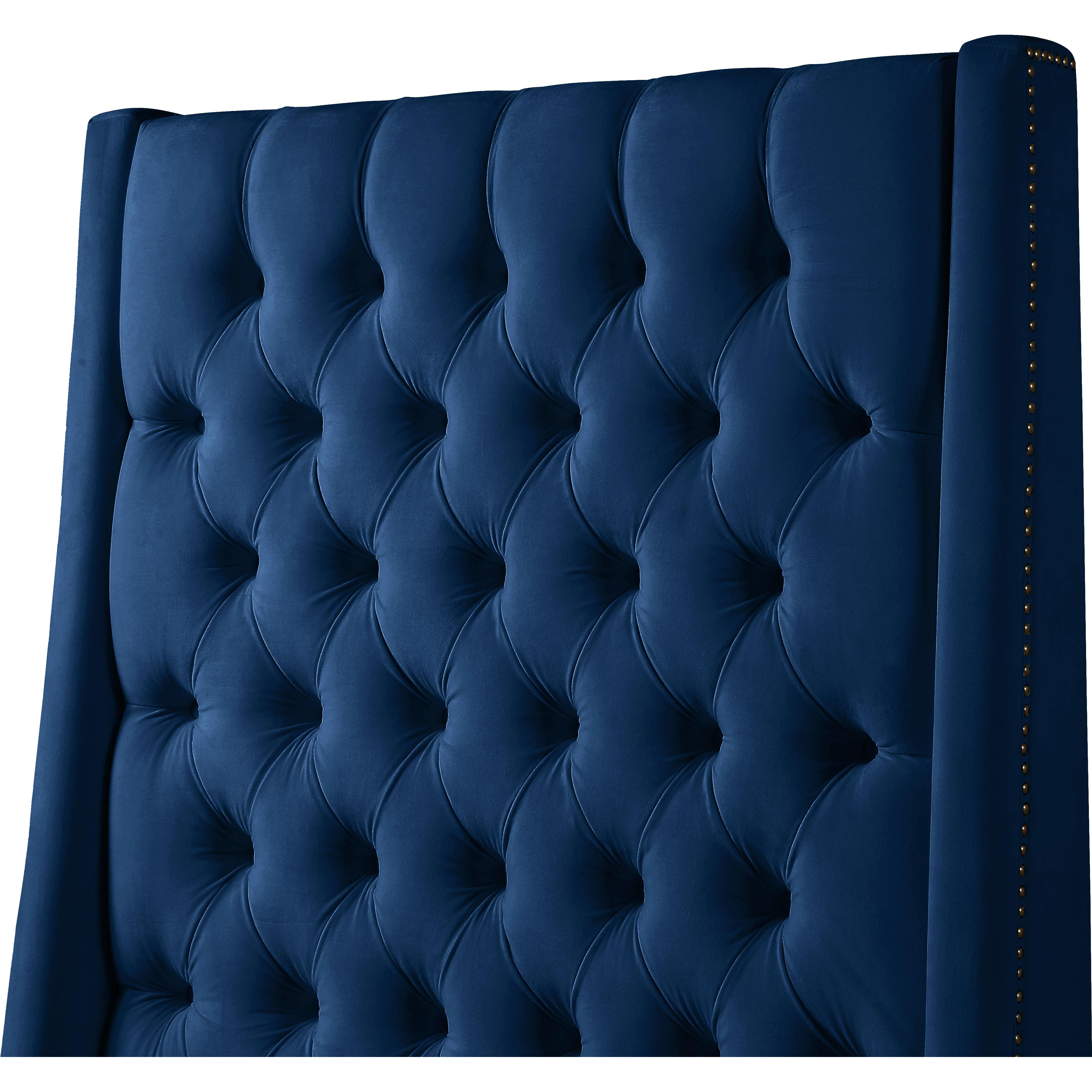 Meridian Fritz Navy Velvet Twin Bed