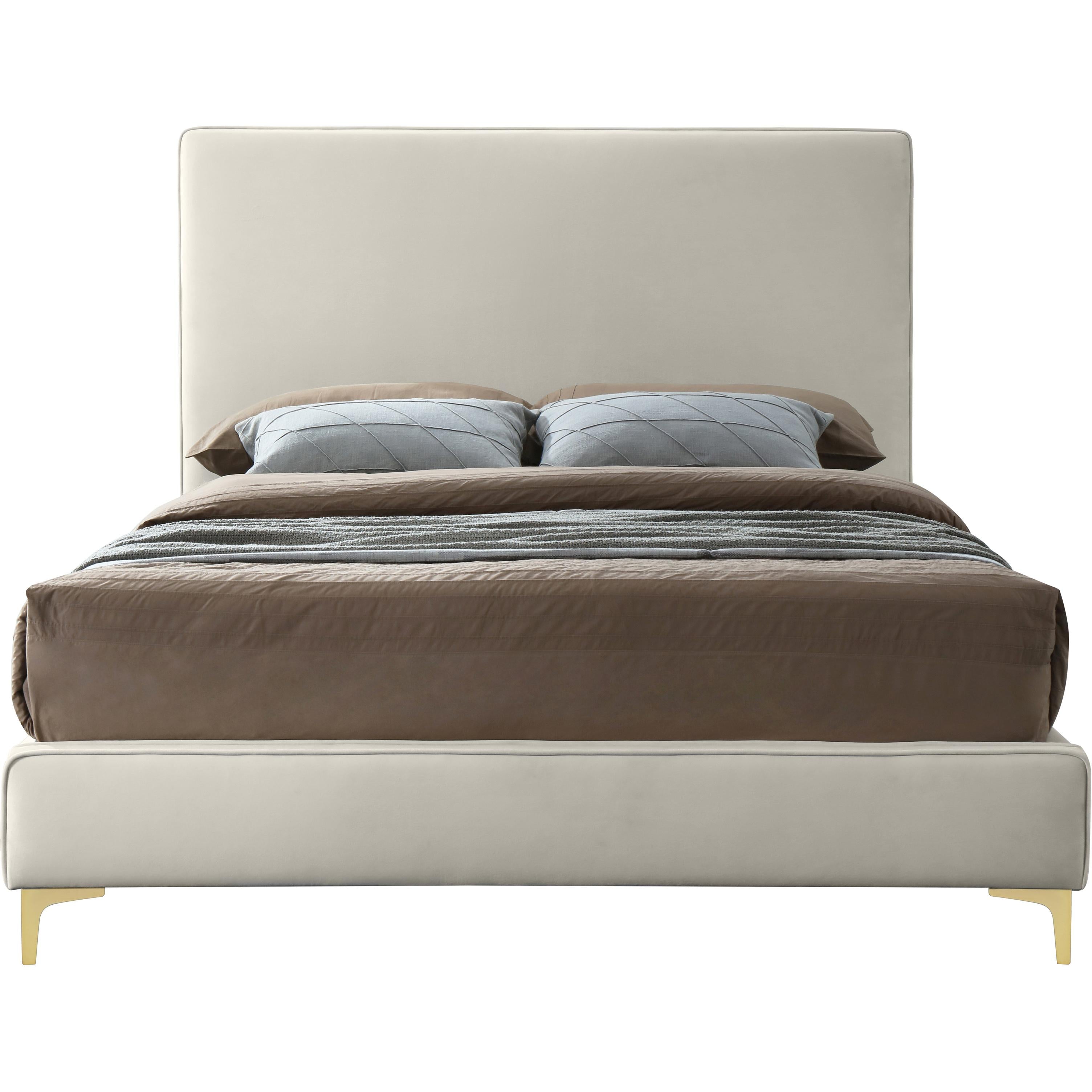 Meridian Geri Cream Velvet King Bed
