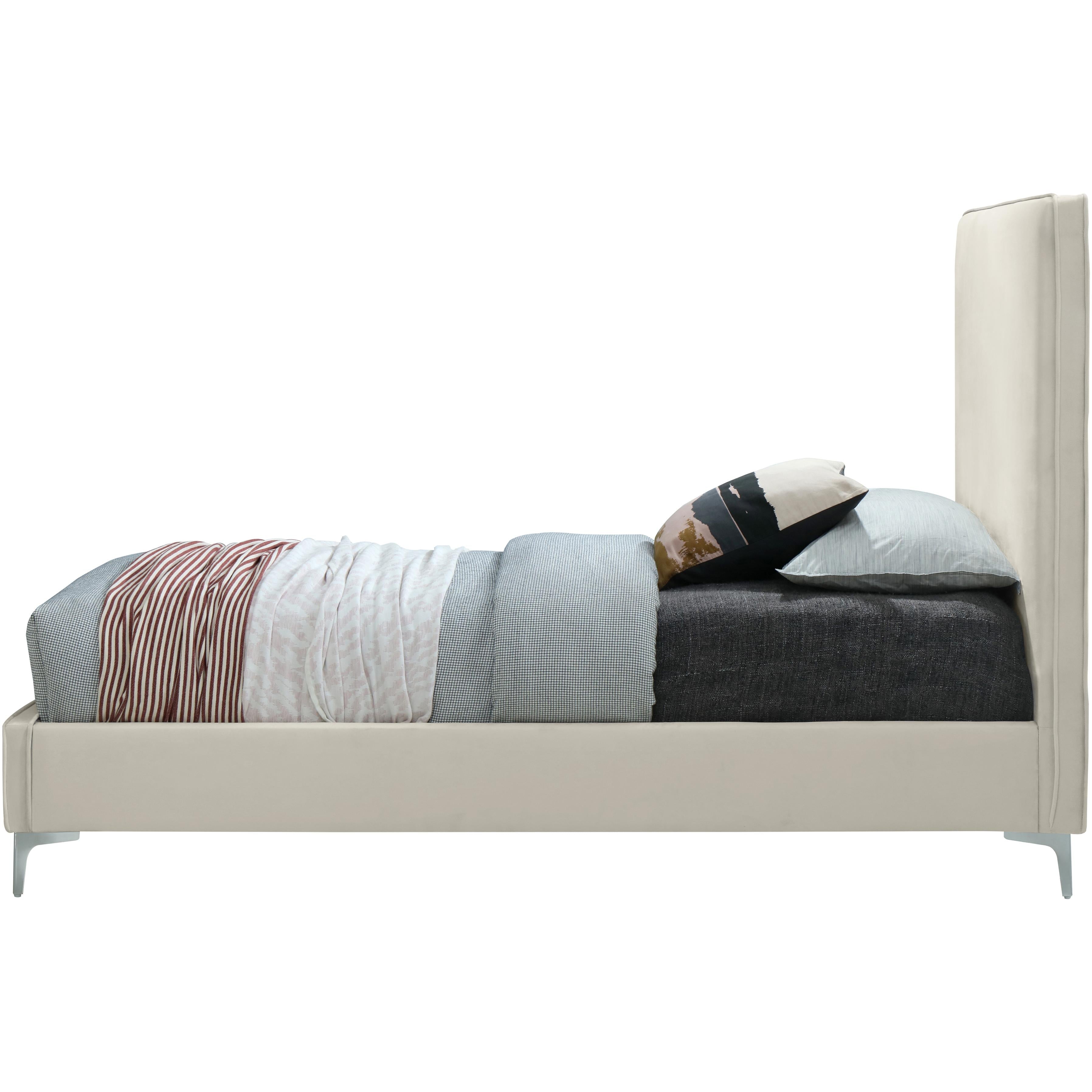 Meridian Geri Cream Velvet King Bed