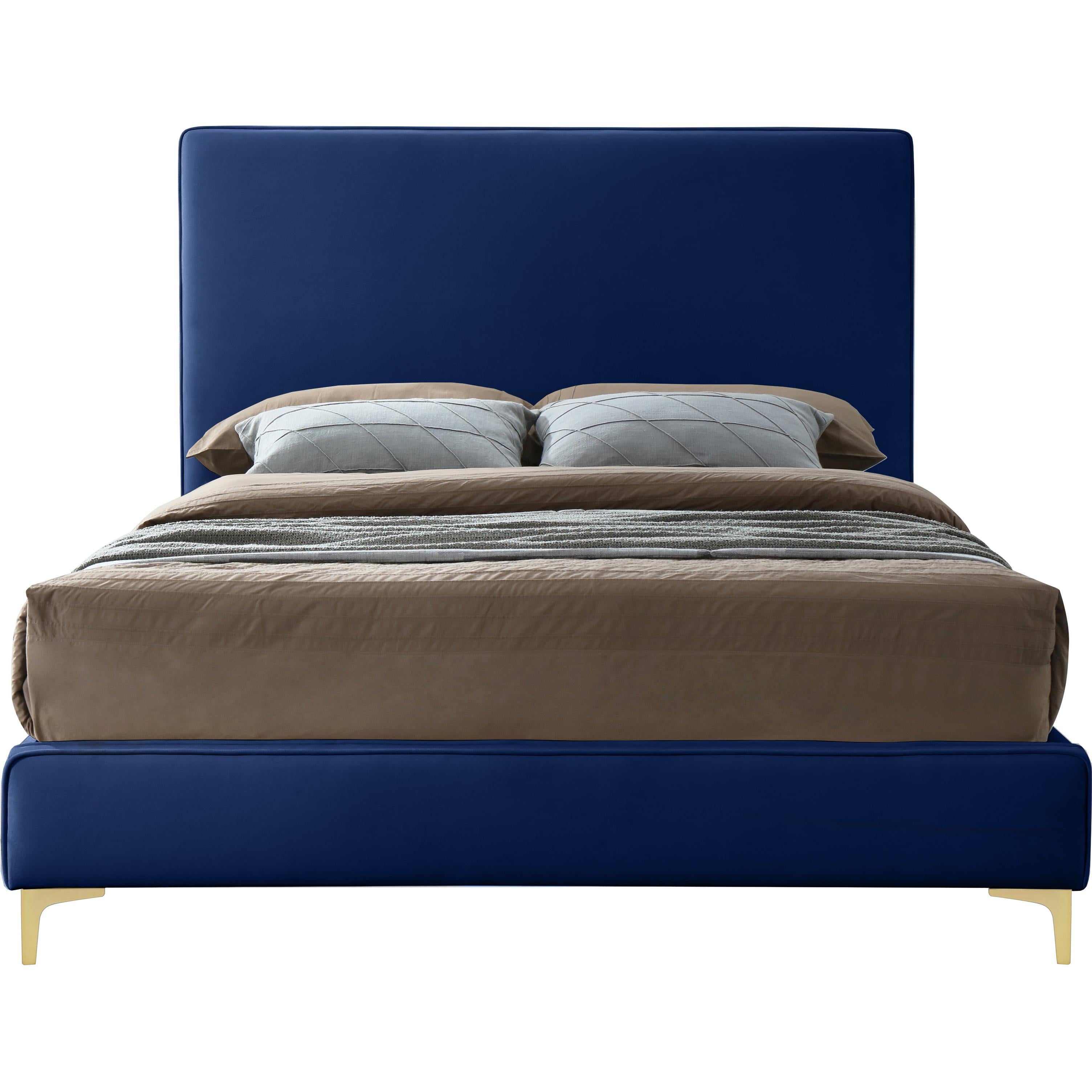 Meridian Geri Navy Velvet King Bed
