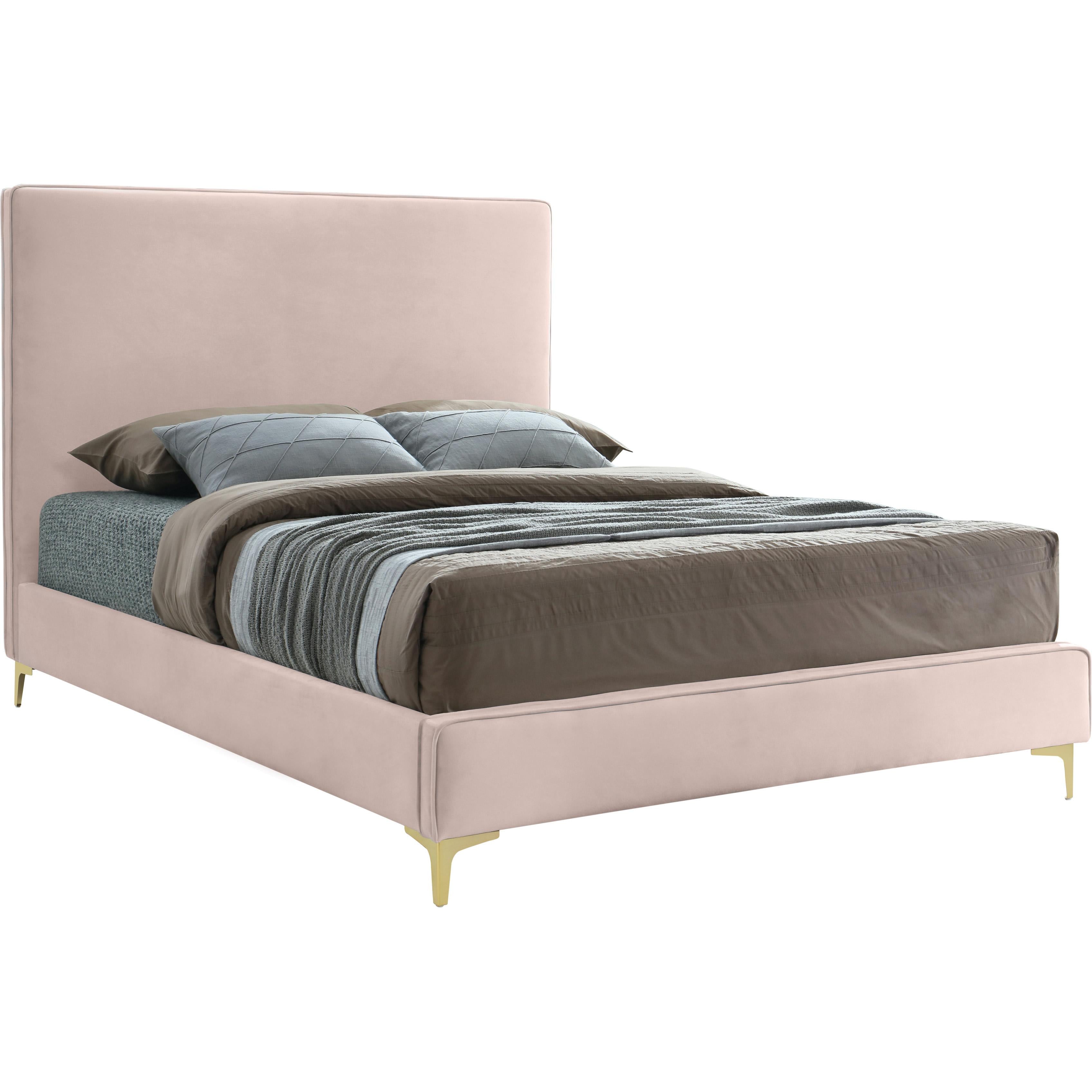 Meridian Geri Pink Velvet King Bed