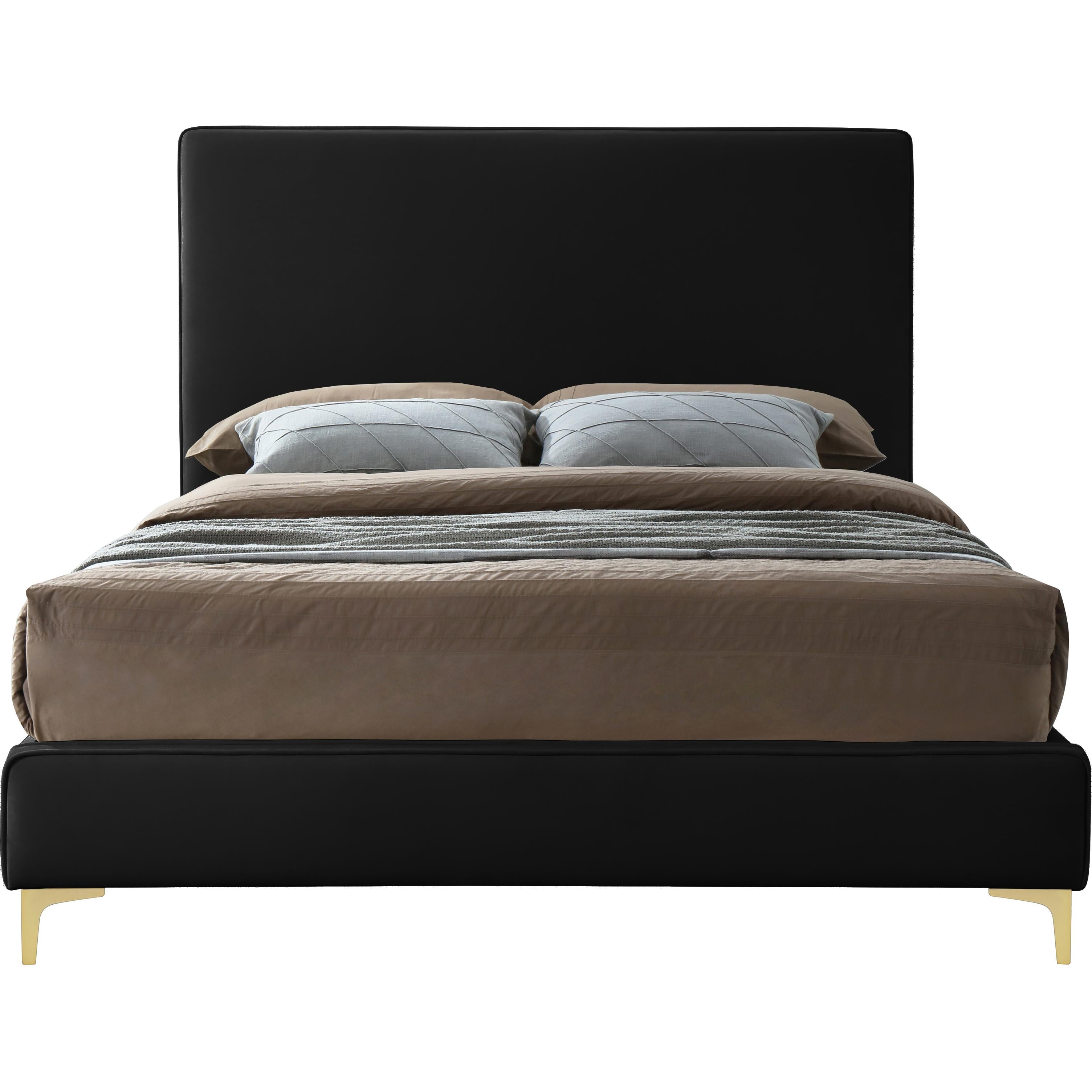 Meridian Geri Black Velvet Queen Bed