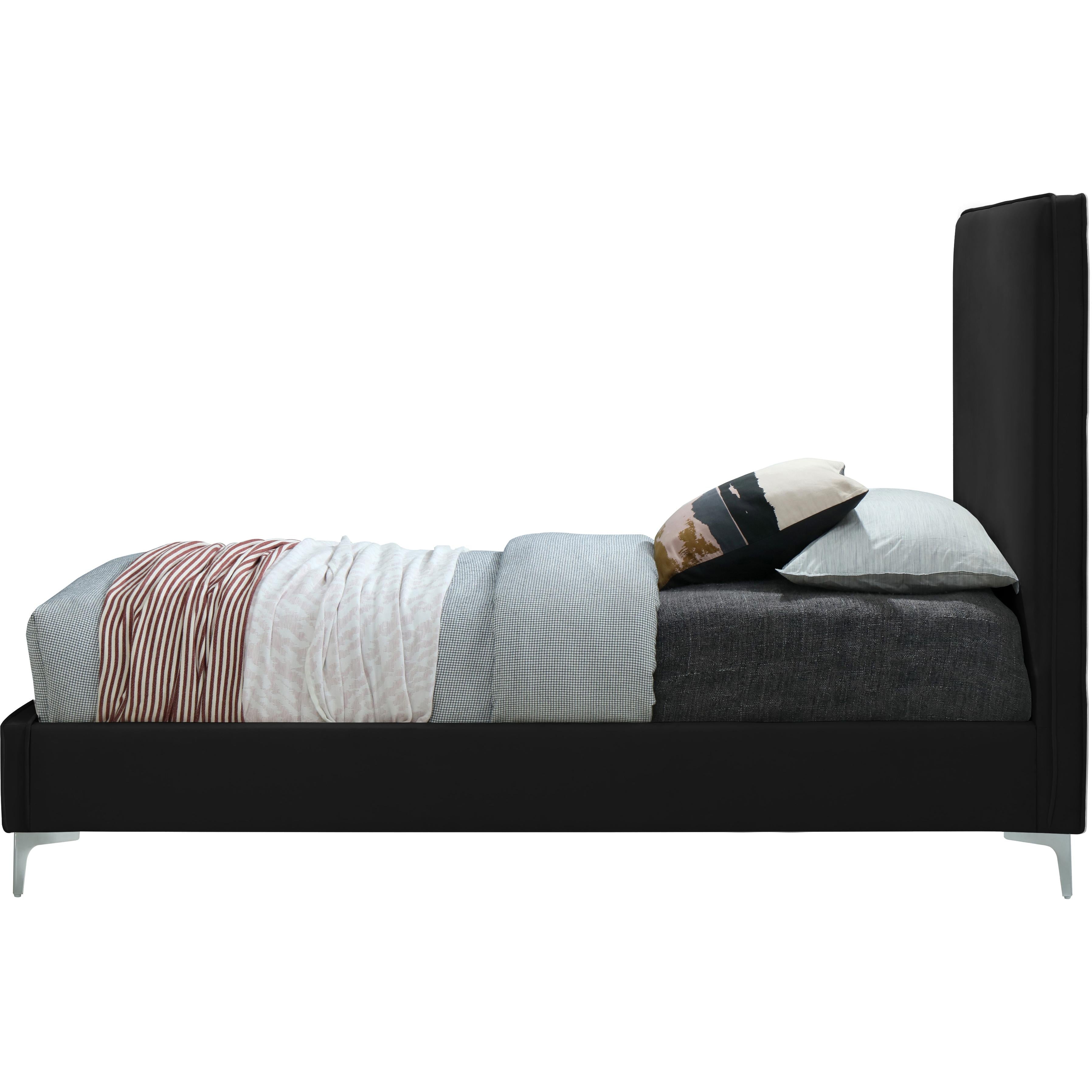 Meridian Geri Black Velvet Queen Bed
