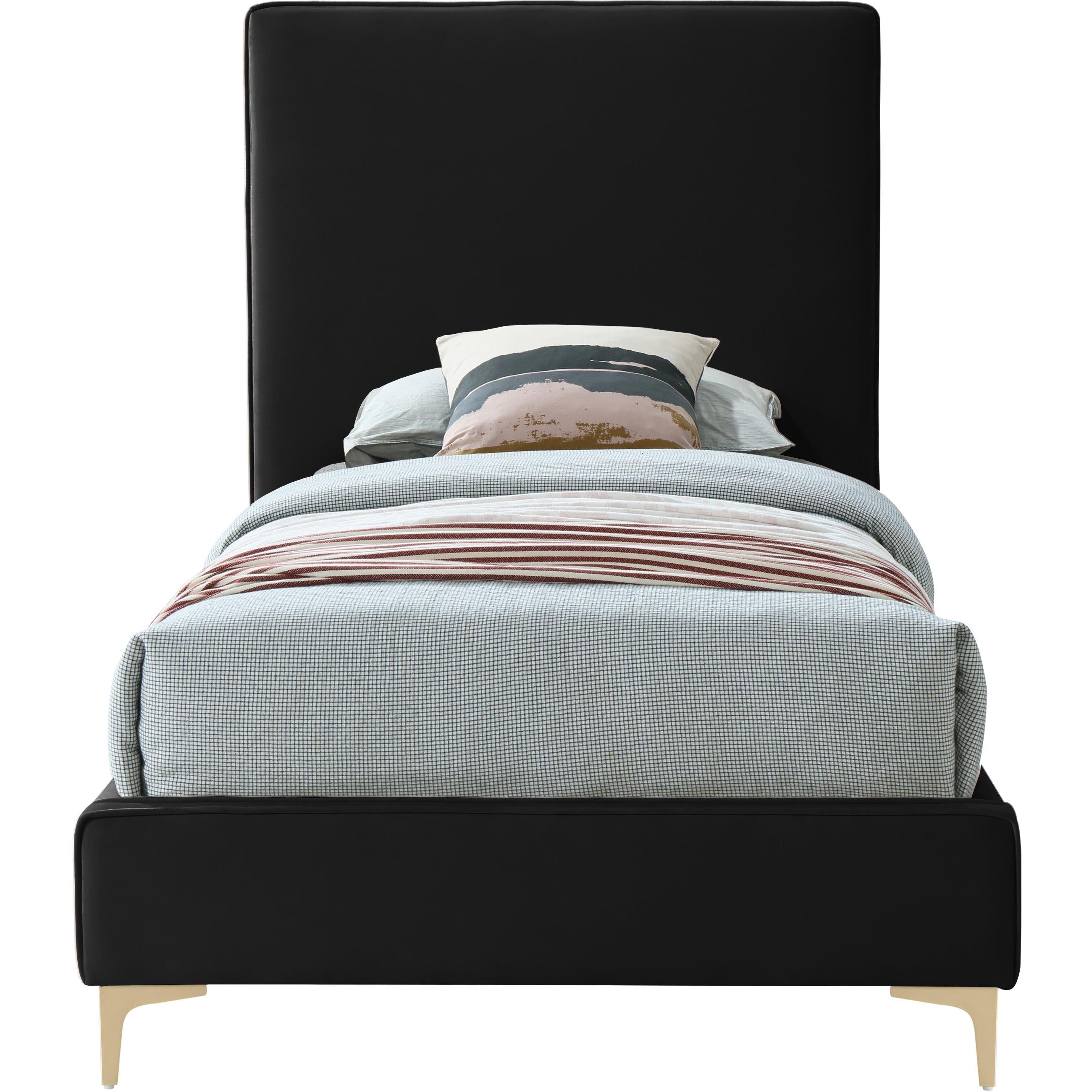 Meridian Geri Black Velvet Twin Bed
