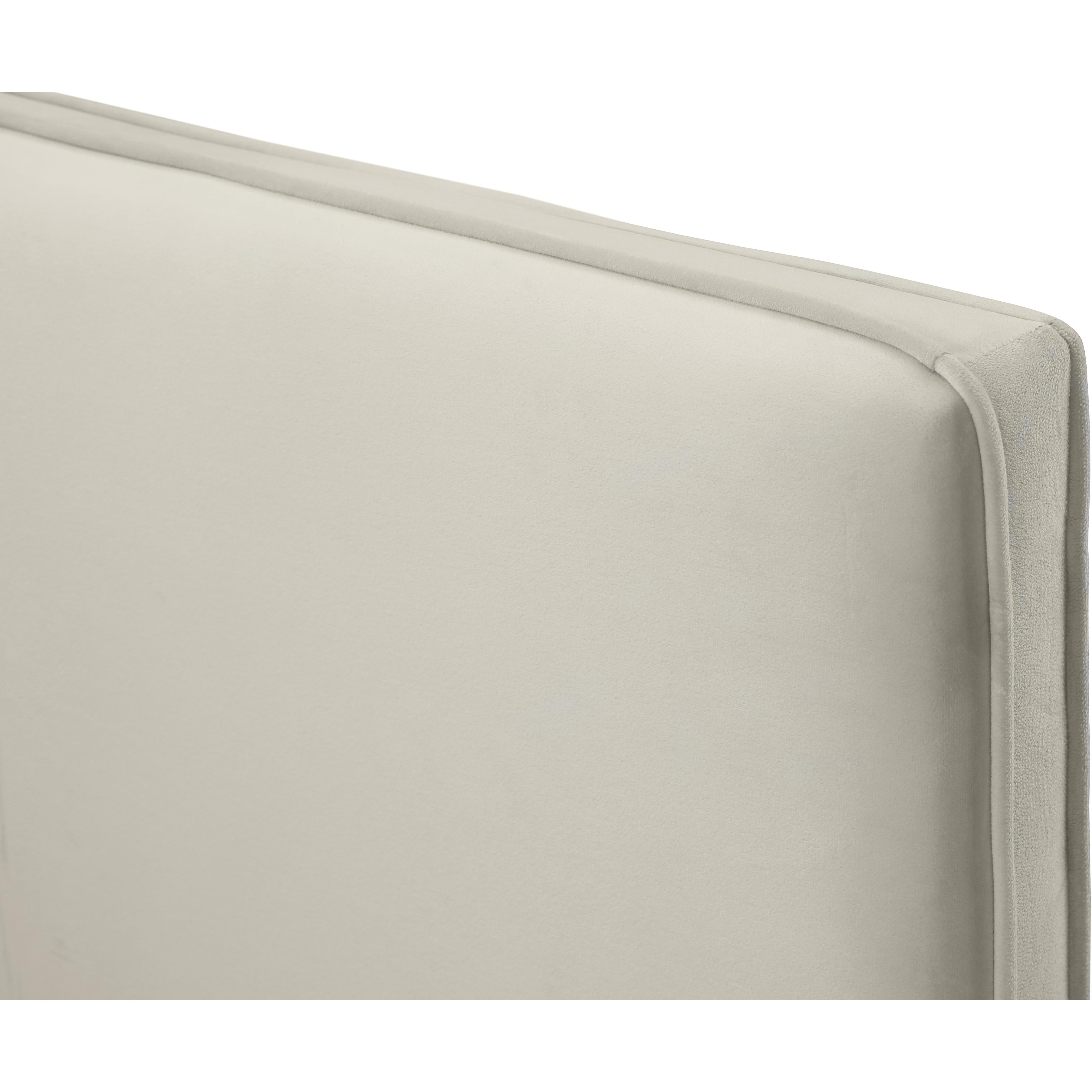 Meridian Geri Cream Velvet Twin Bed