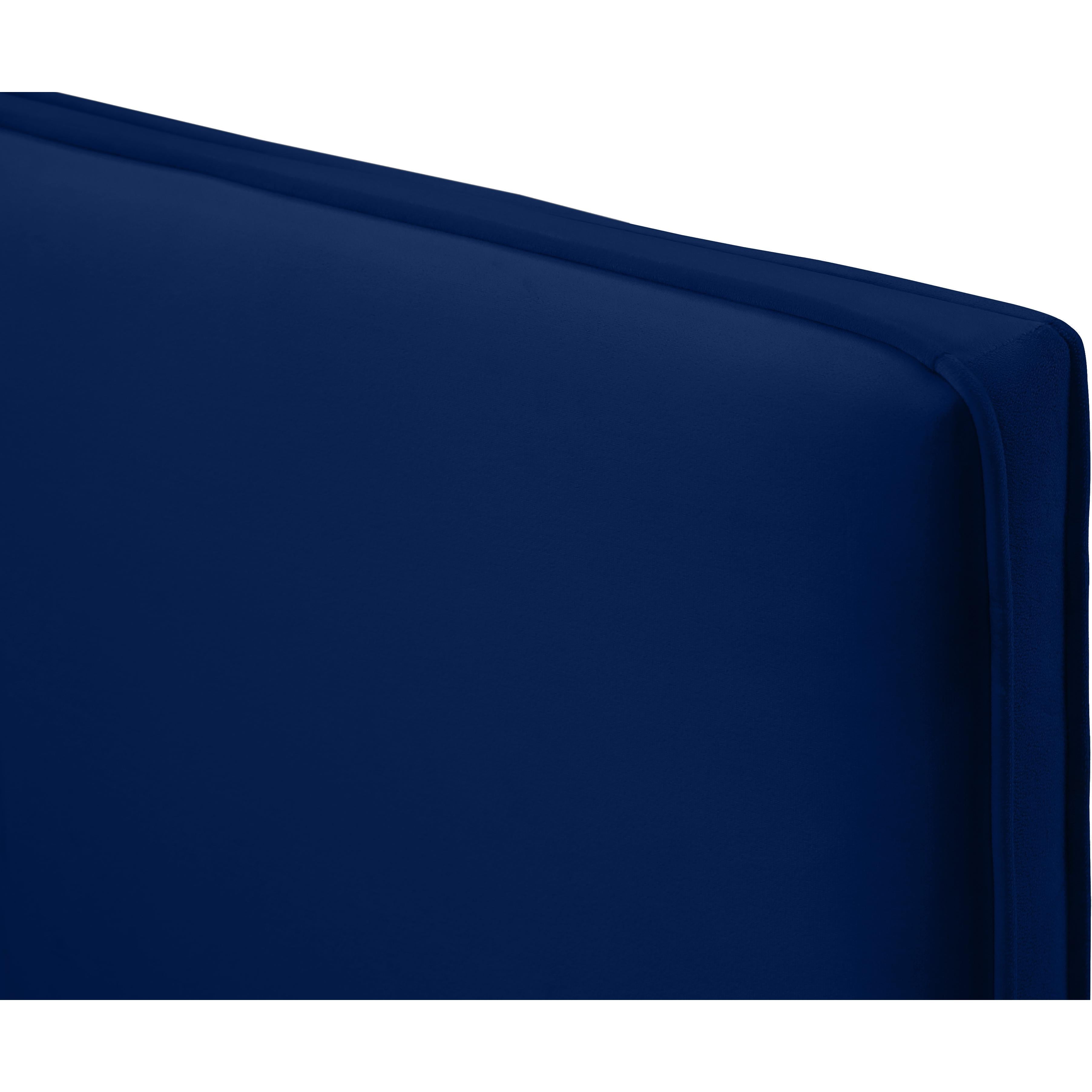 Meridian Geri Navy Velvet Twin Bed