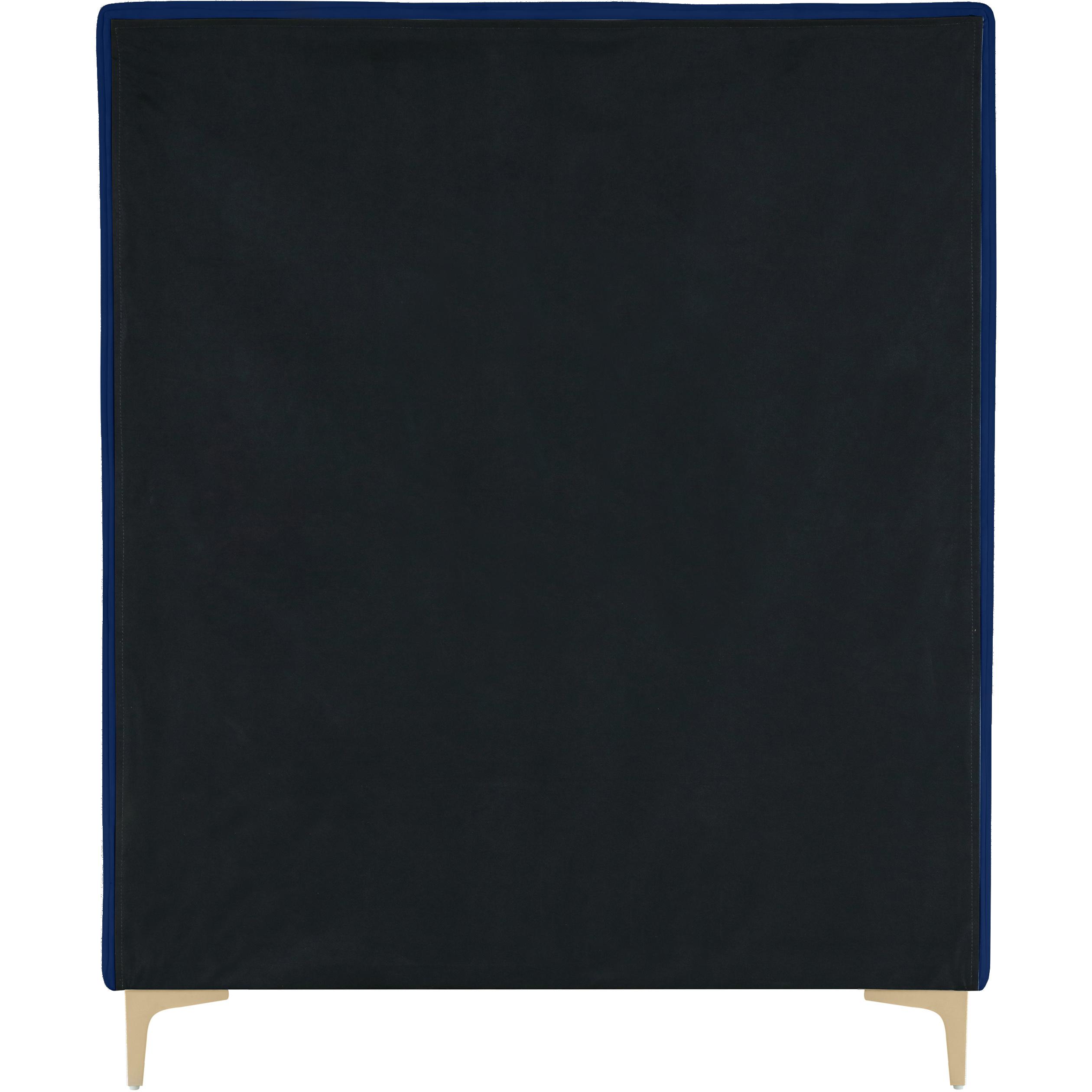 Meridian Geri Navy Velvet Twin Bed
