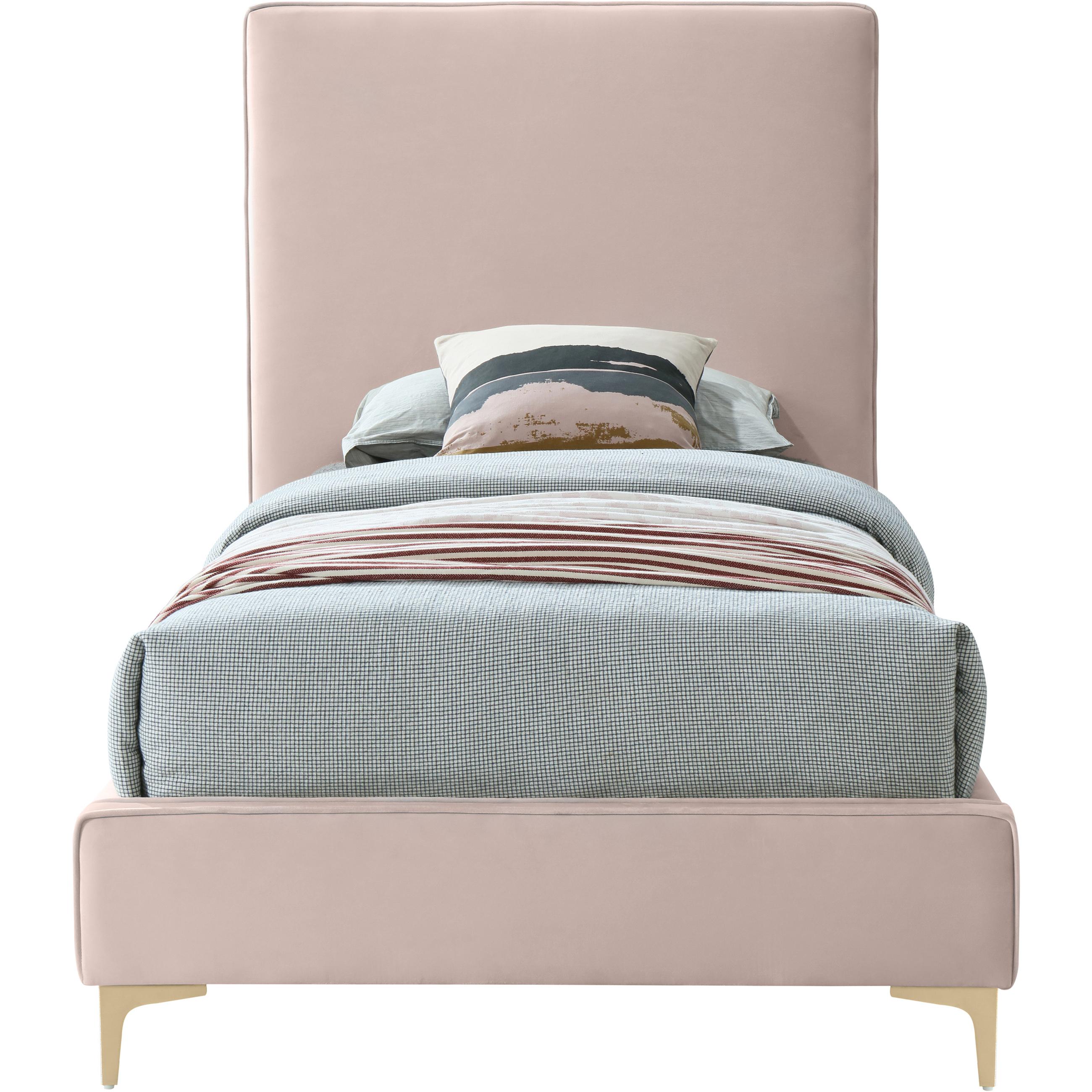 Meridian Geri Pink Velvet Twin Bed