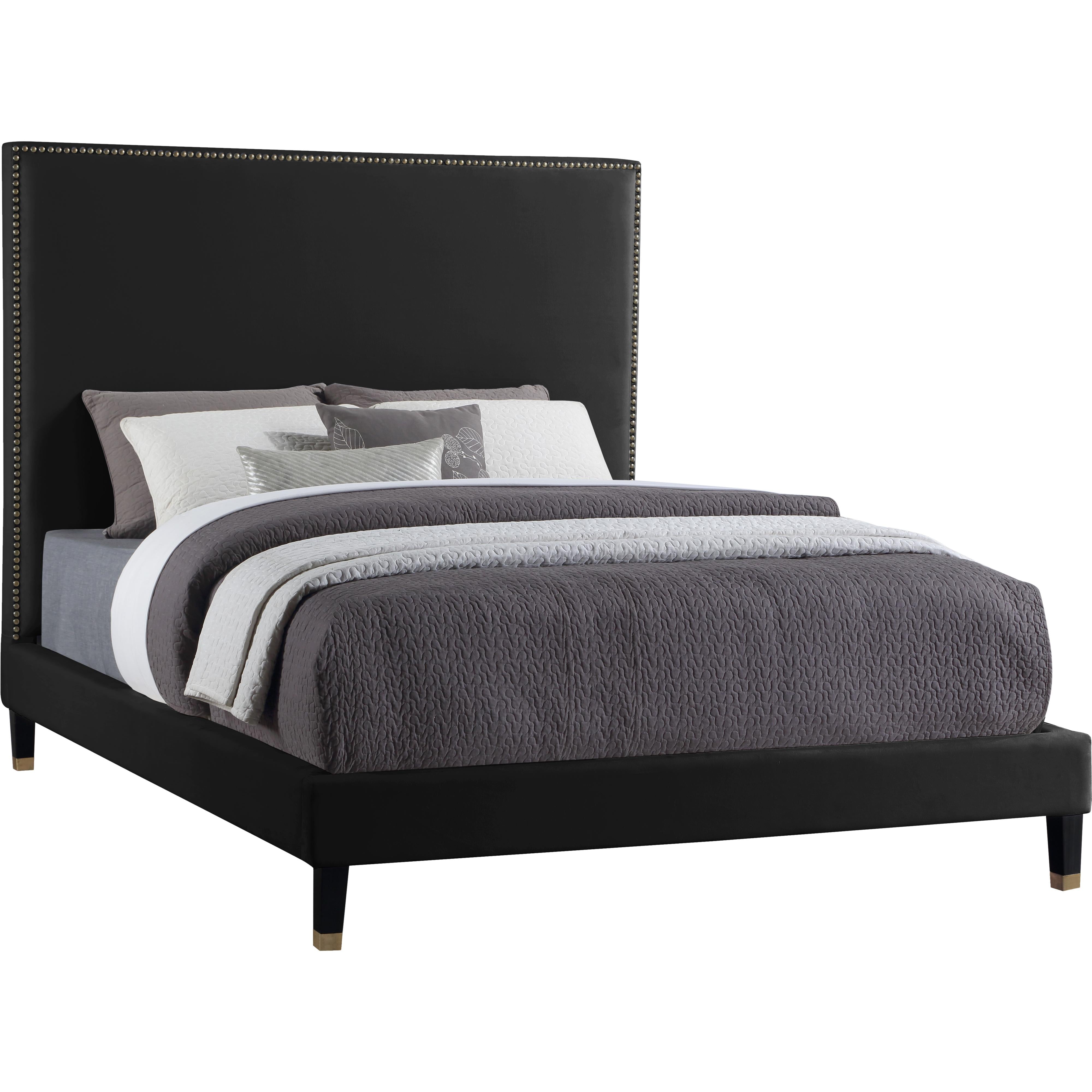 Meridian Harlie Black Velvet Full Bed