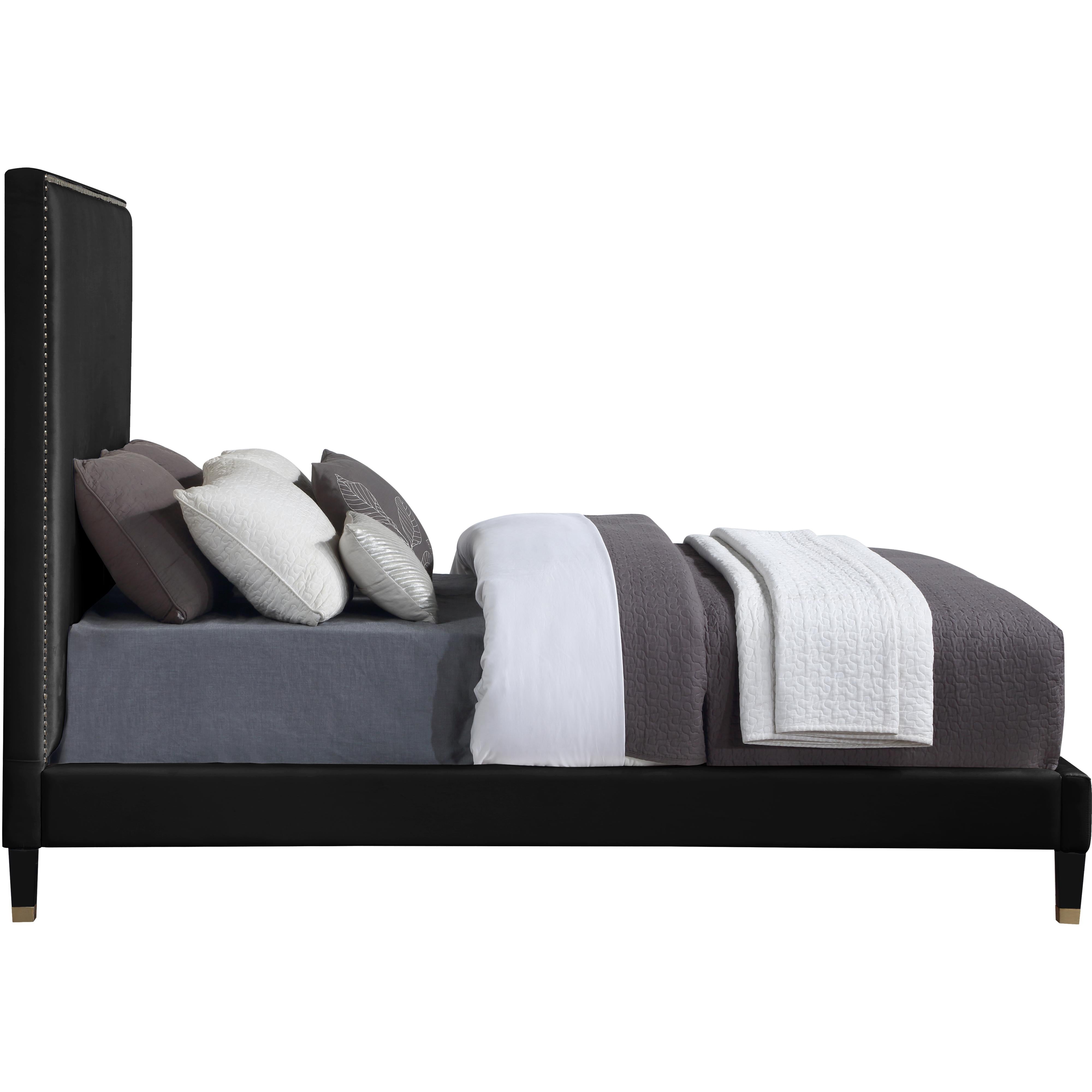 Meridian Harlie Black Velvet Full Bed