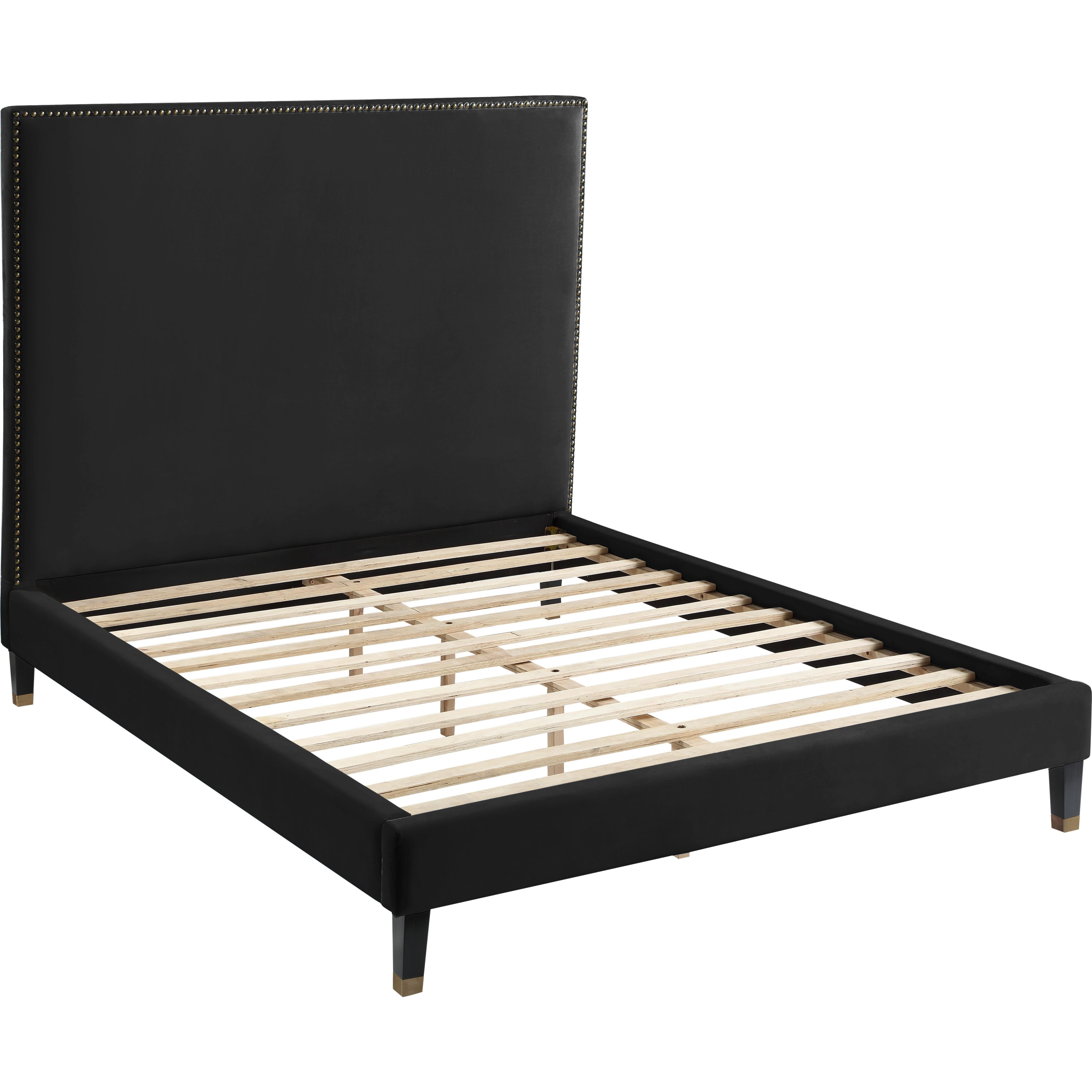 Meridian Harlie Black Velvet Full Bed