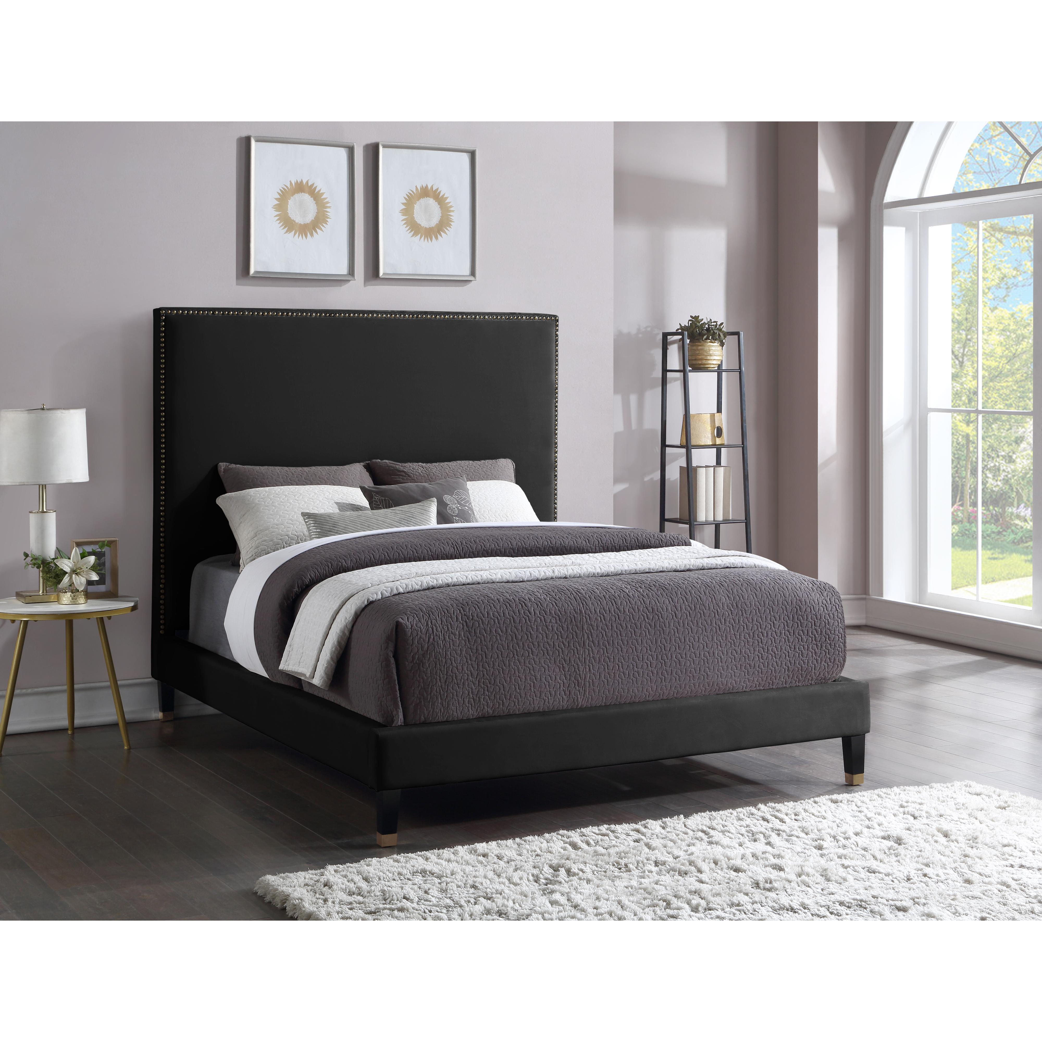 Meridian Harlie Black Velvet Full Bed
