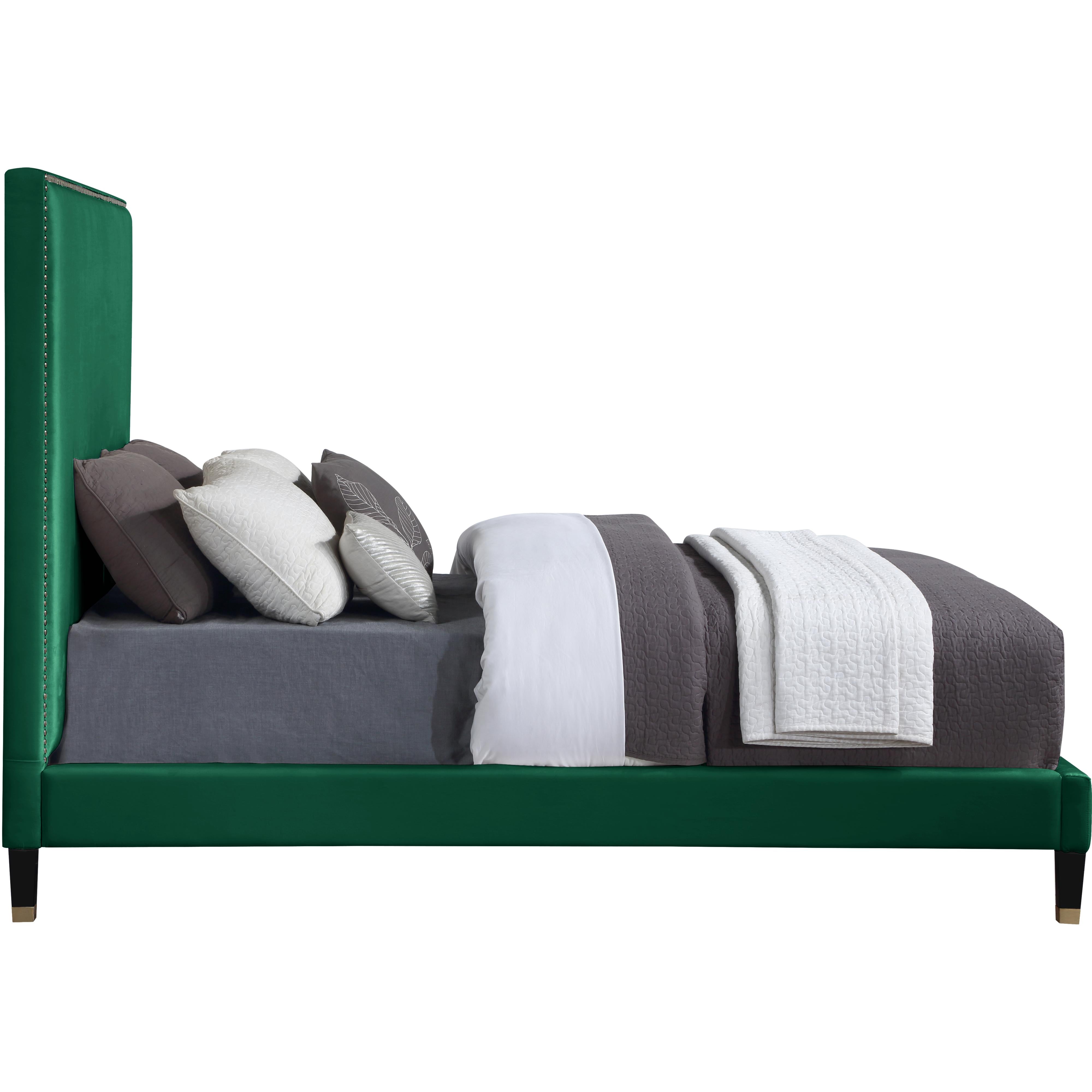 Meridian Harlie Green Velvet King Bed