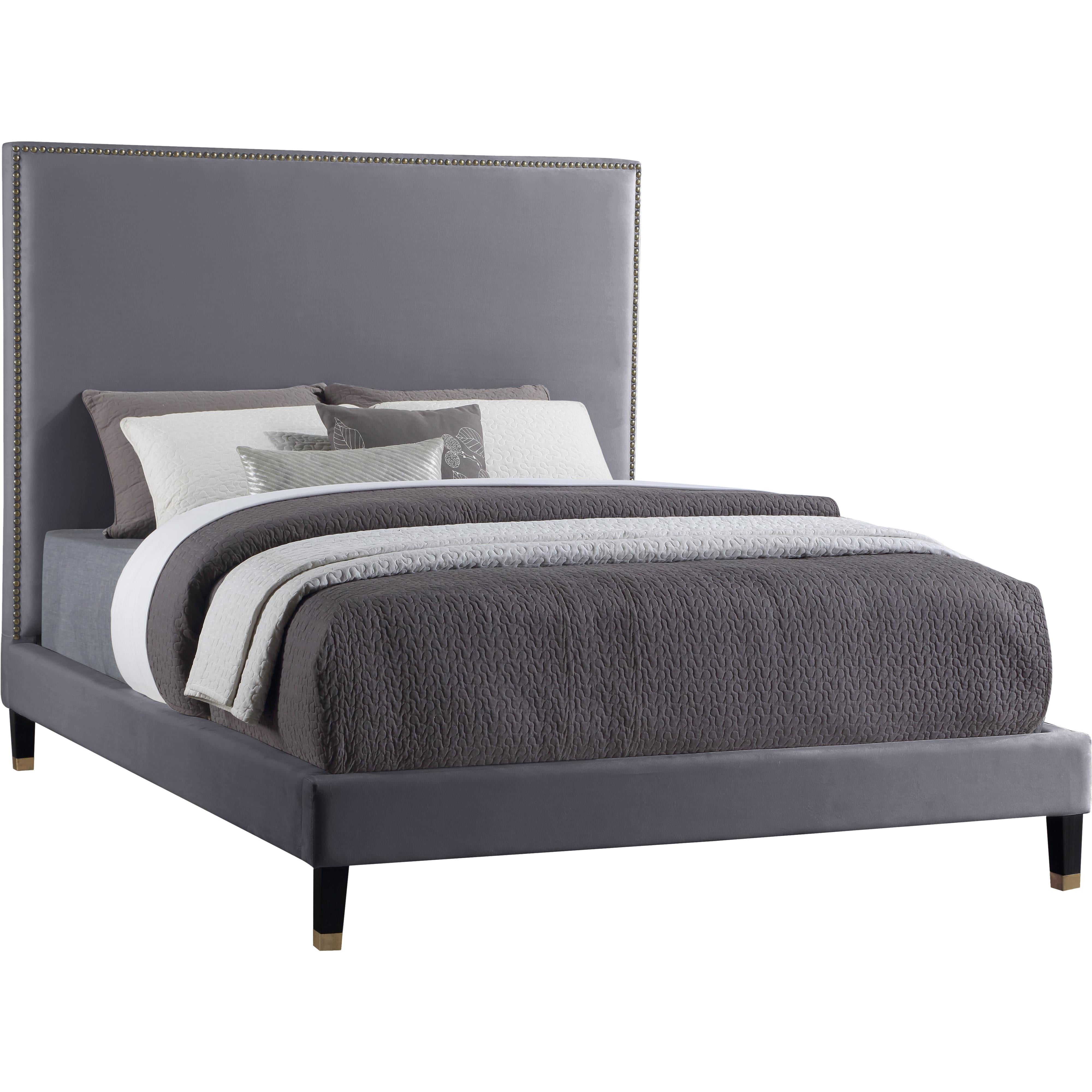 Meridian Harlie Grey Velvet King Bed