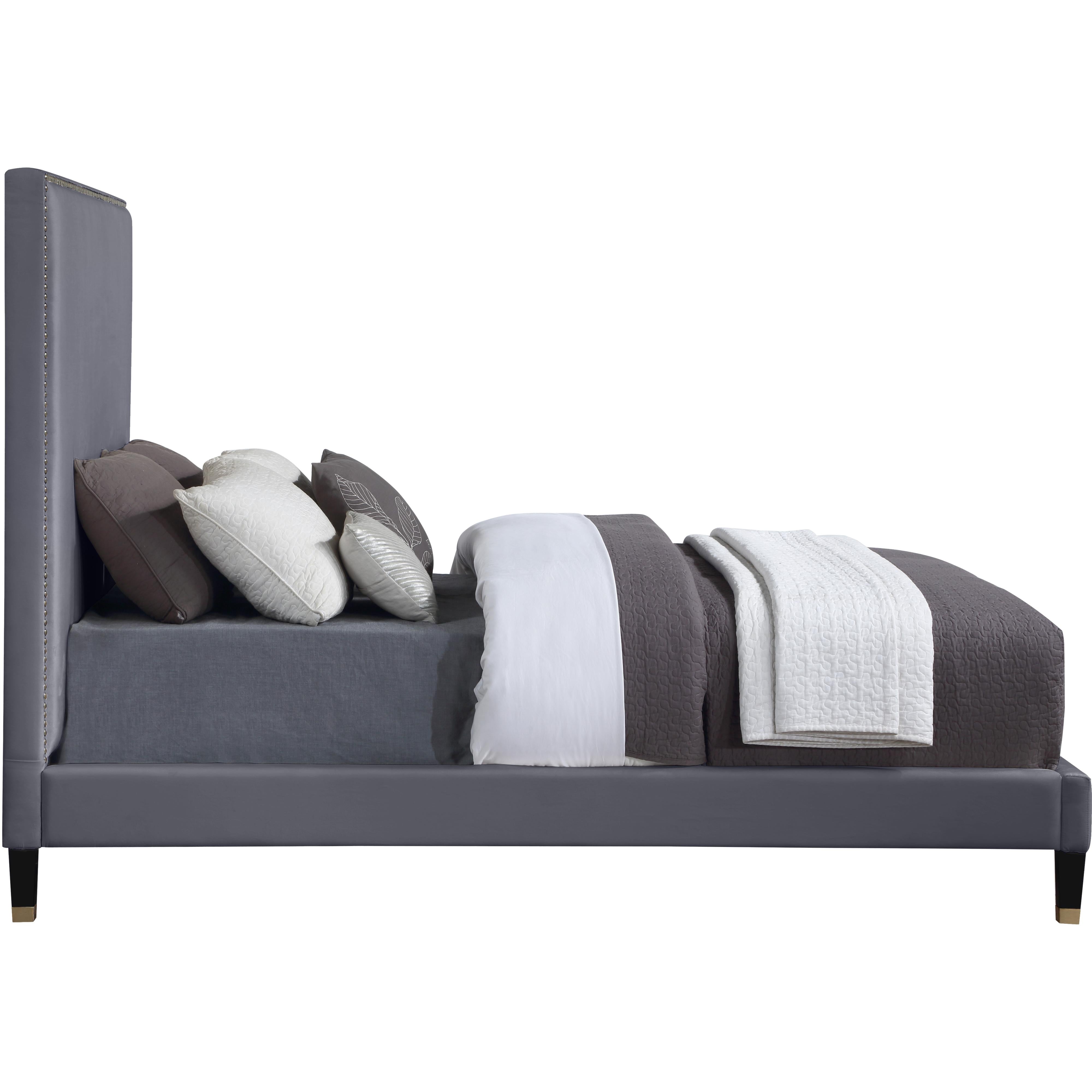 Meridian Harlie Grey Velvet King Bed