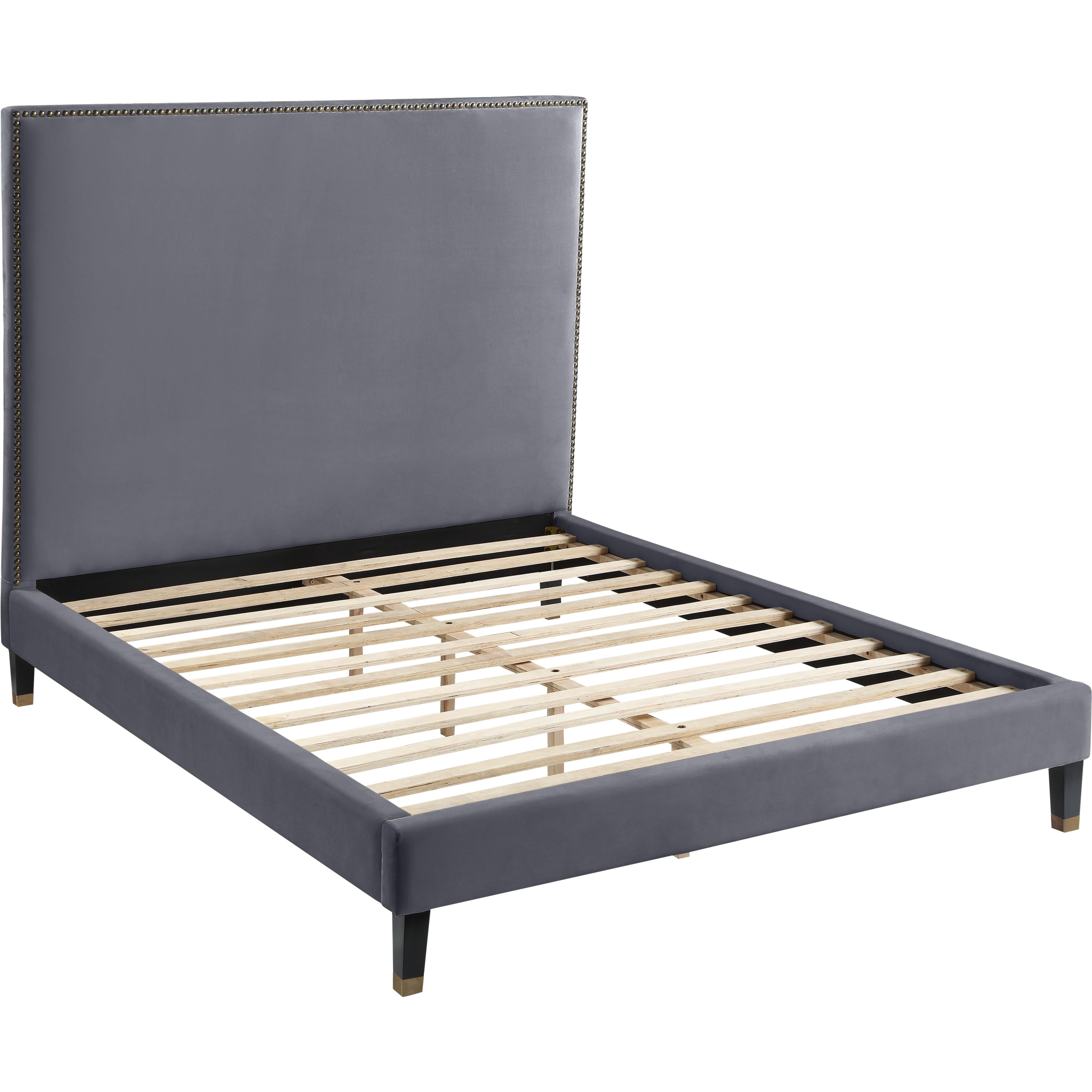 Meridian Harlie Grey Velvet King Bed
