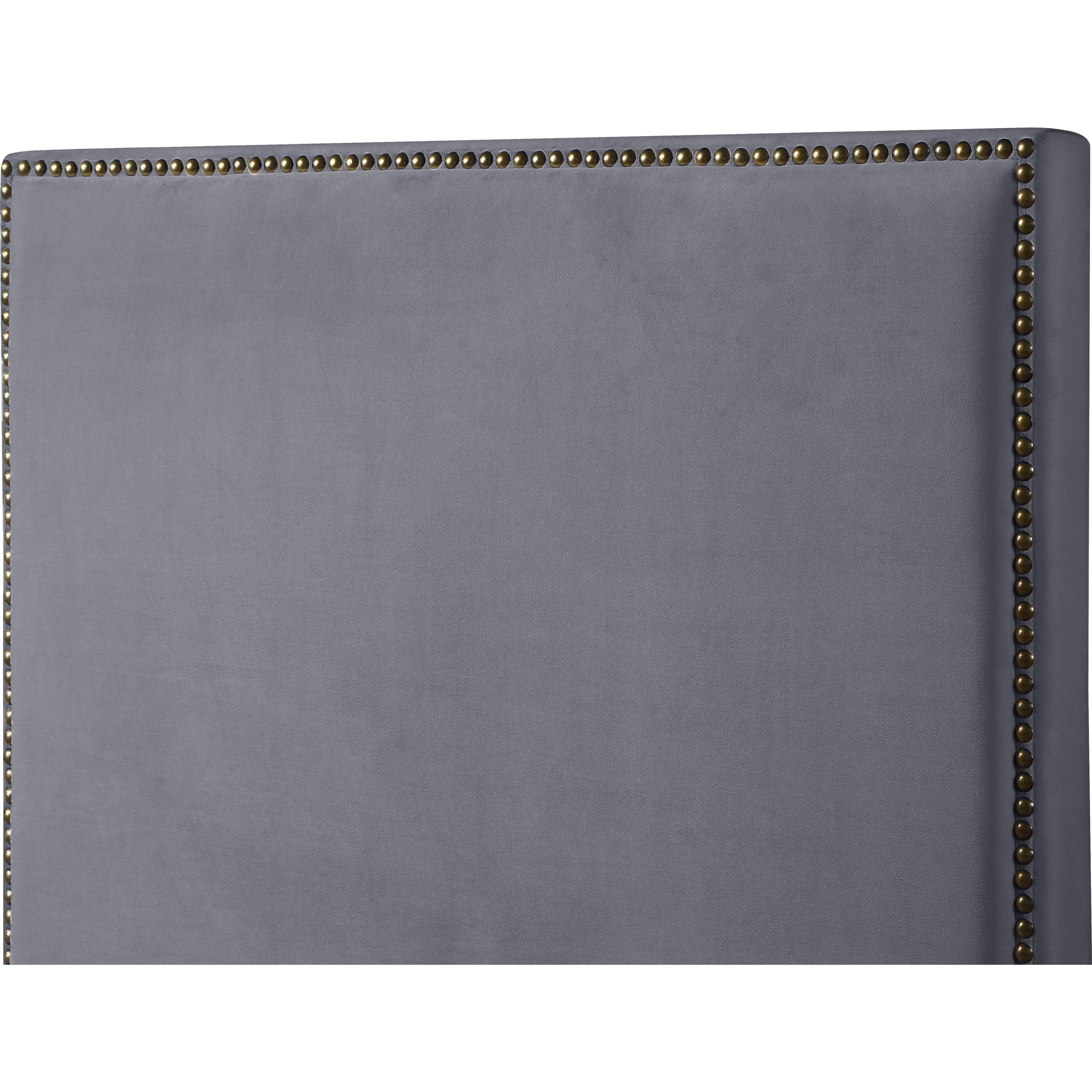 Meridian Harlie Grey Velvet King Bed