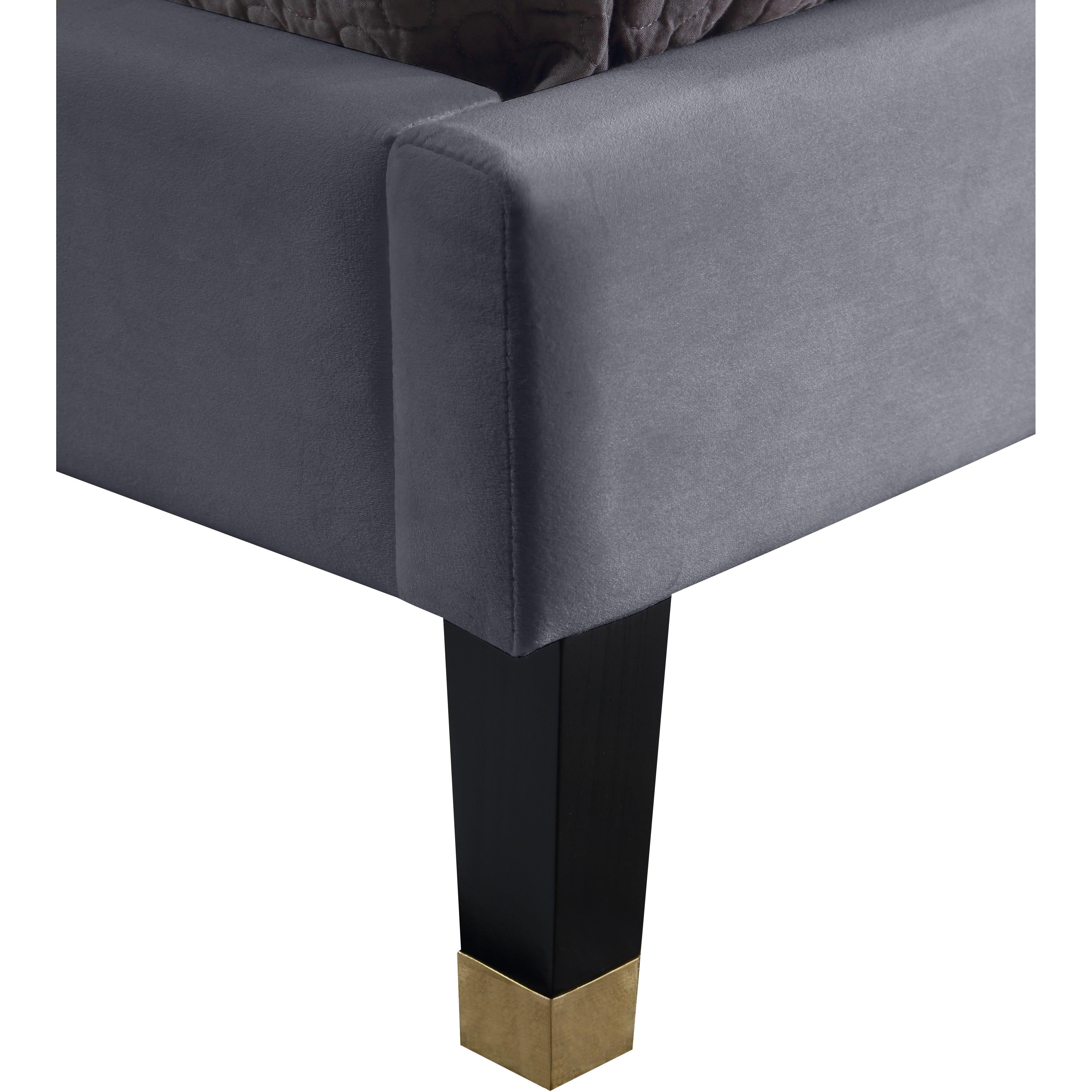 Meridian Harlie Grey Velvet King Bed