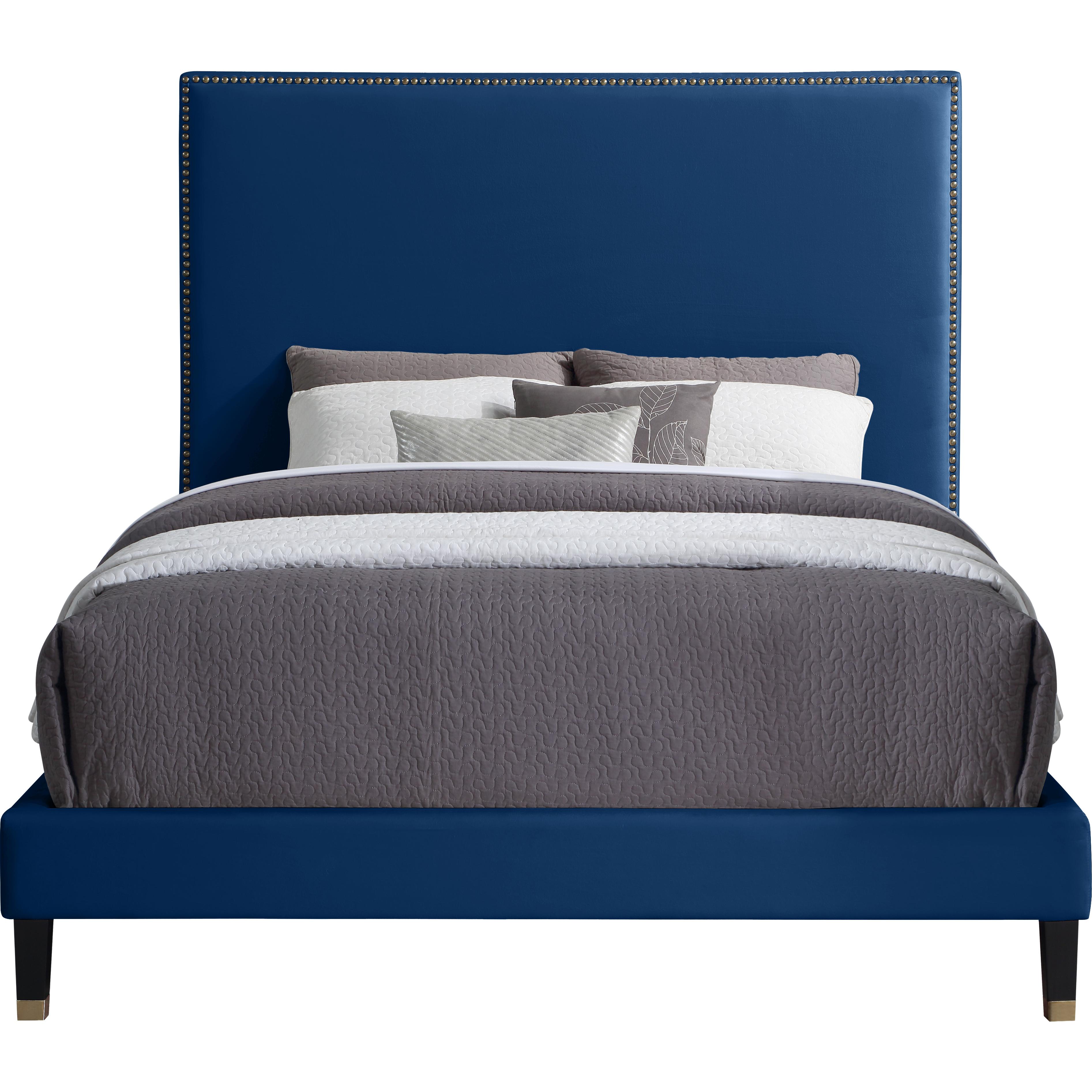 Meridian Harlie Navy Velvet King Bed