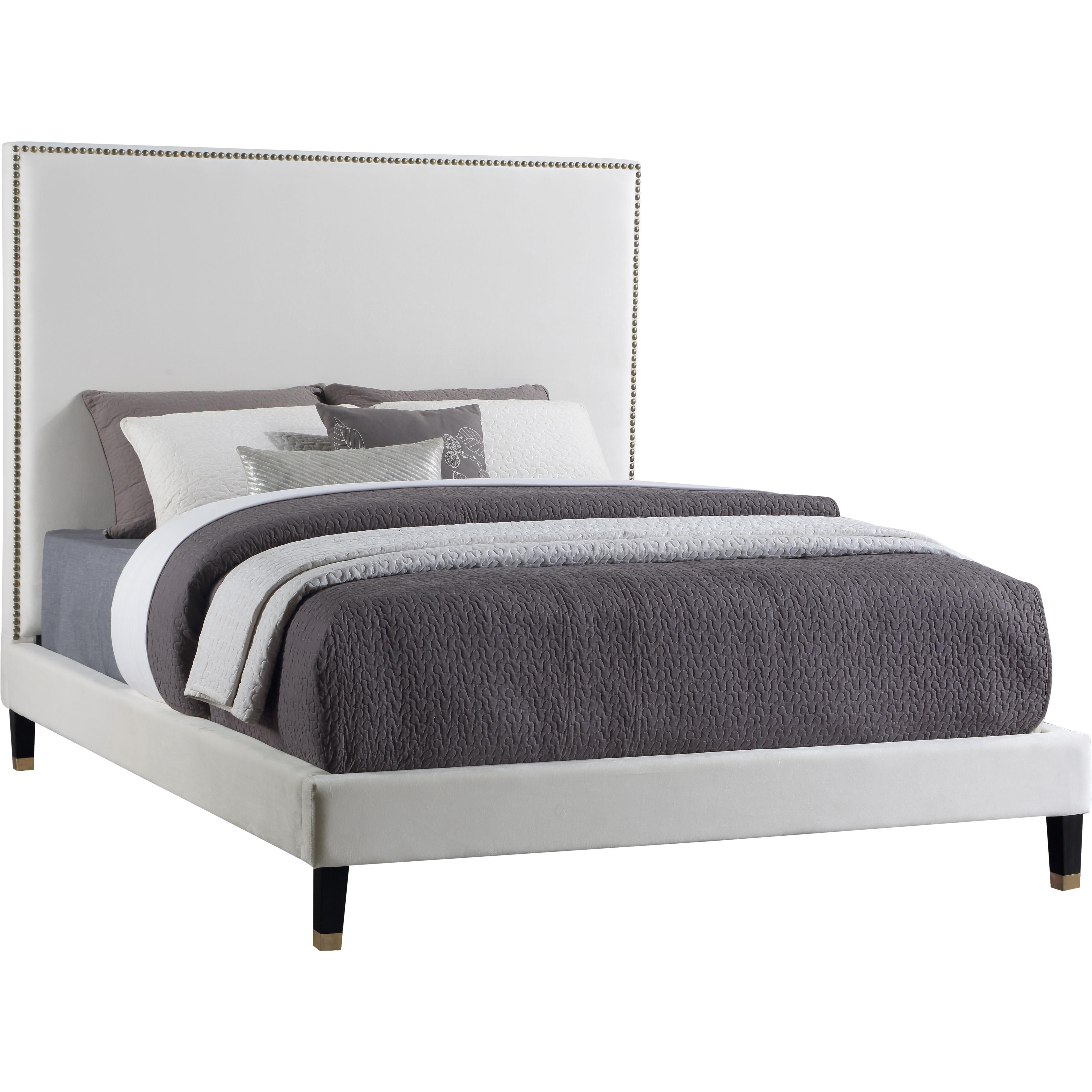 Meridian Harlie Cream Velvet Queen Bed