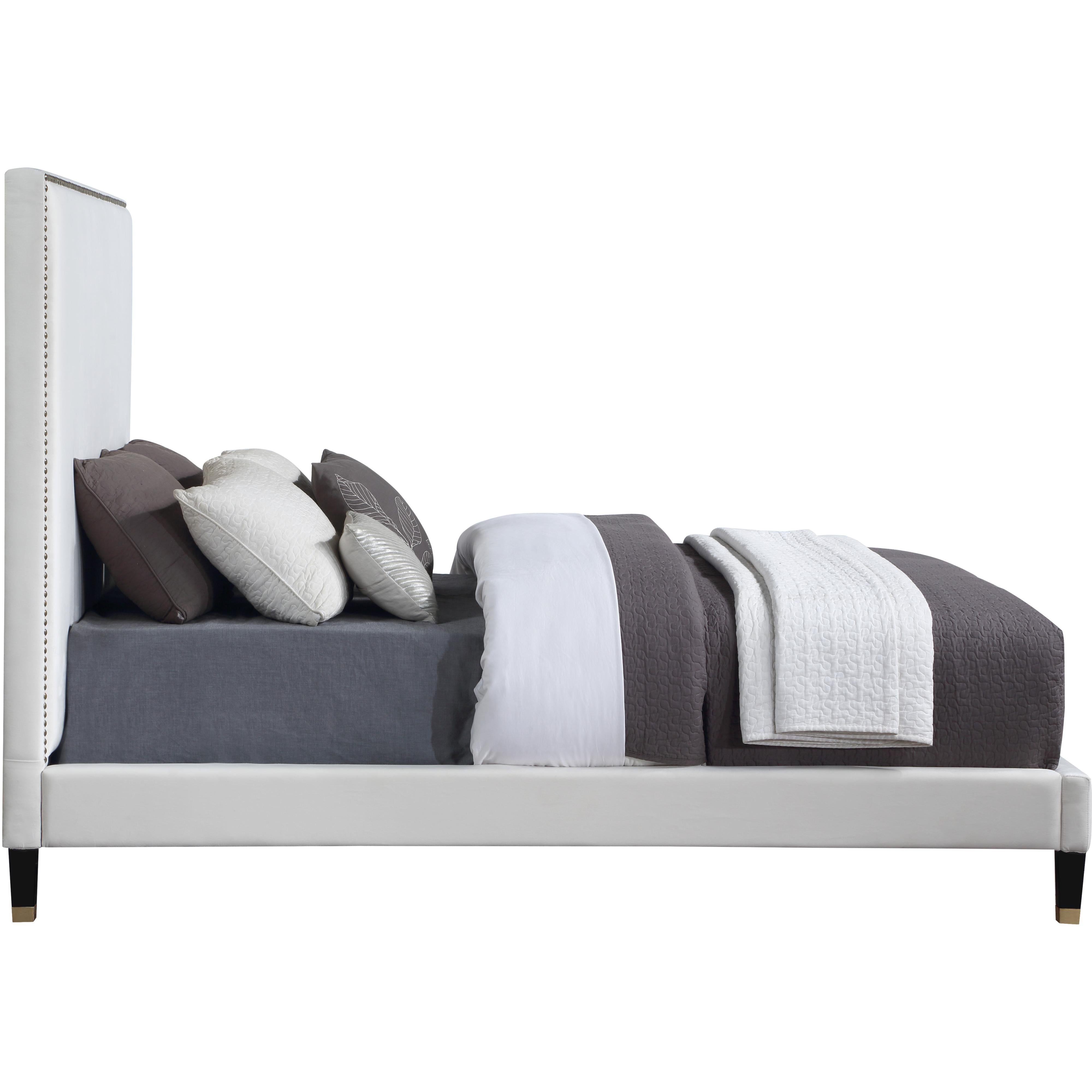Meridian Harlie Cream Velvet Queen Bed