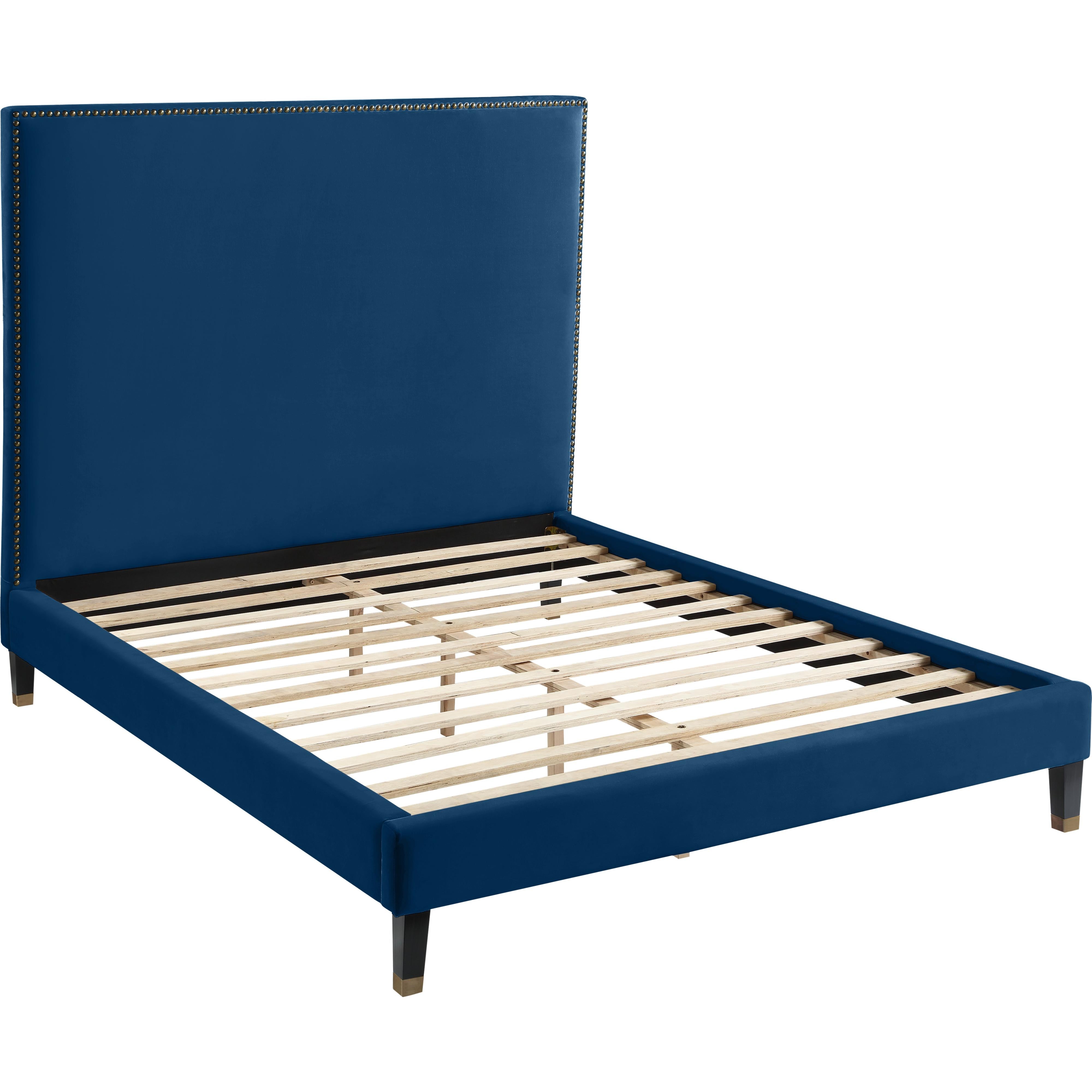 Meridian Harlie Navy Velvet Queen Bed