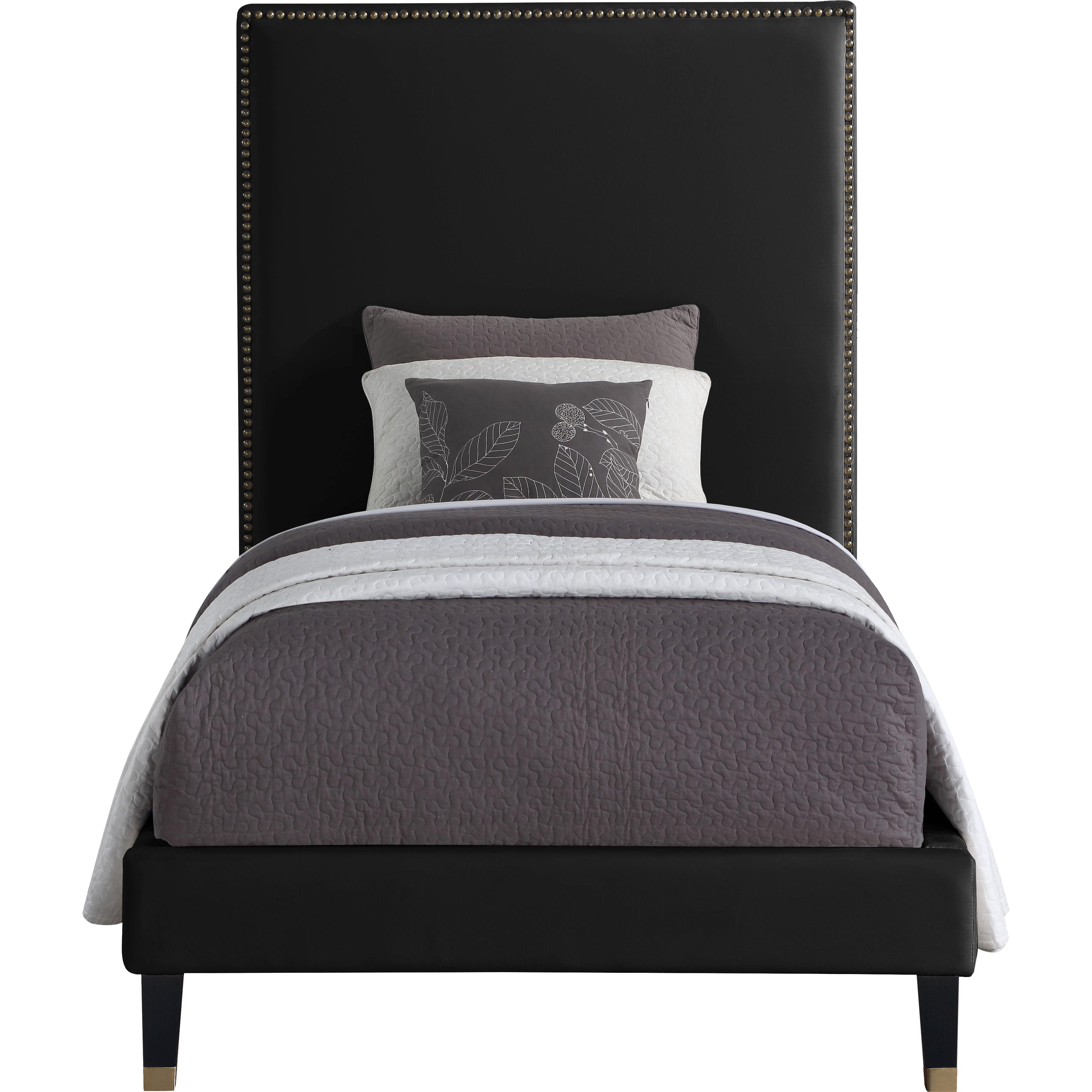 Meridian Harlie Black Velvet Twin Bed