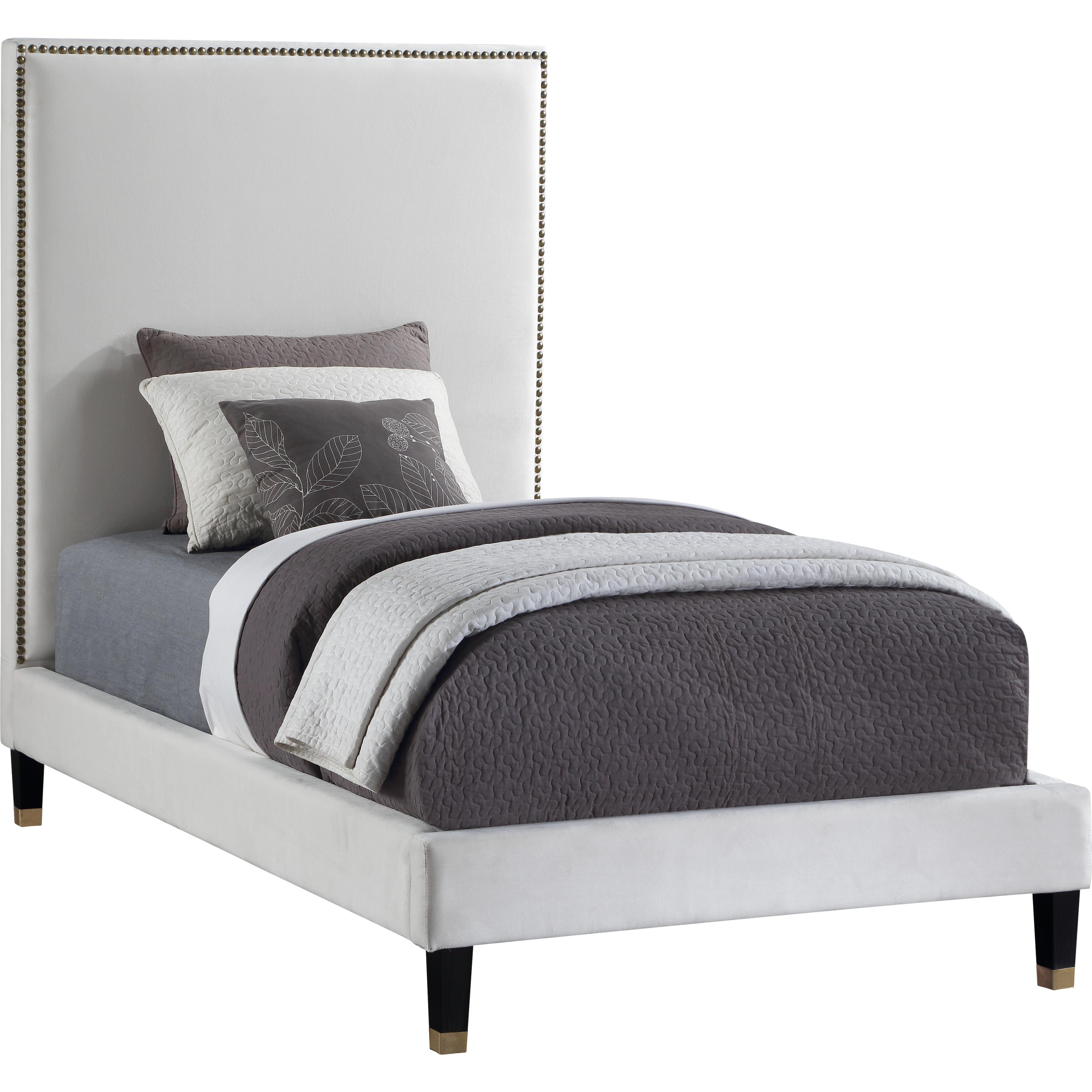 Meridian Harlie Cream Velvet Twin Bed