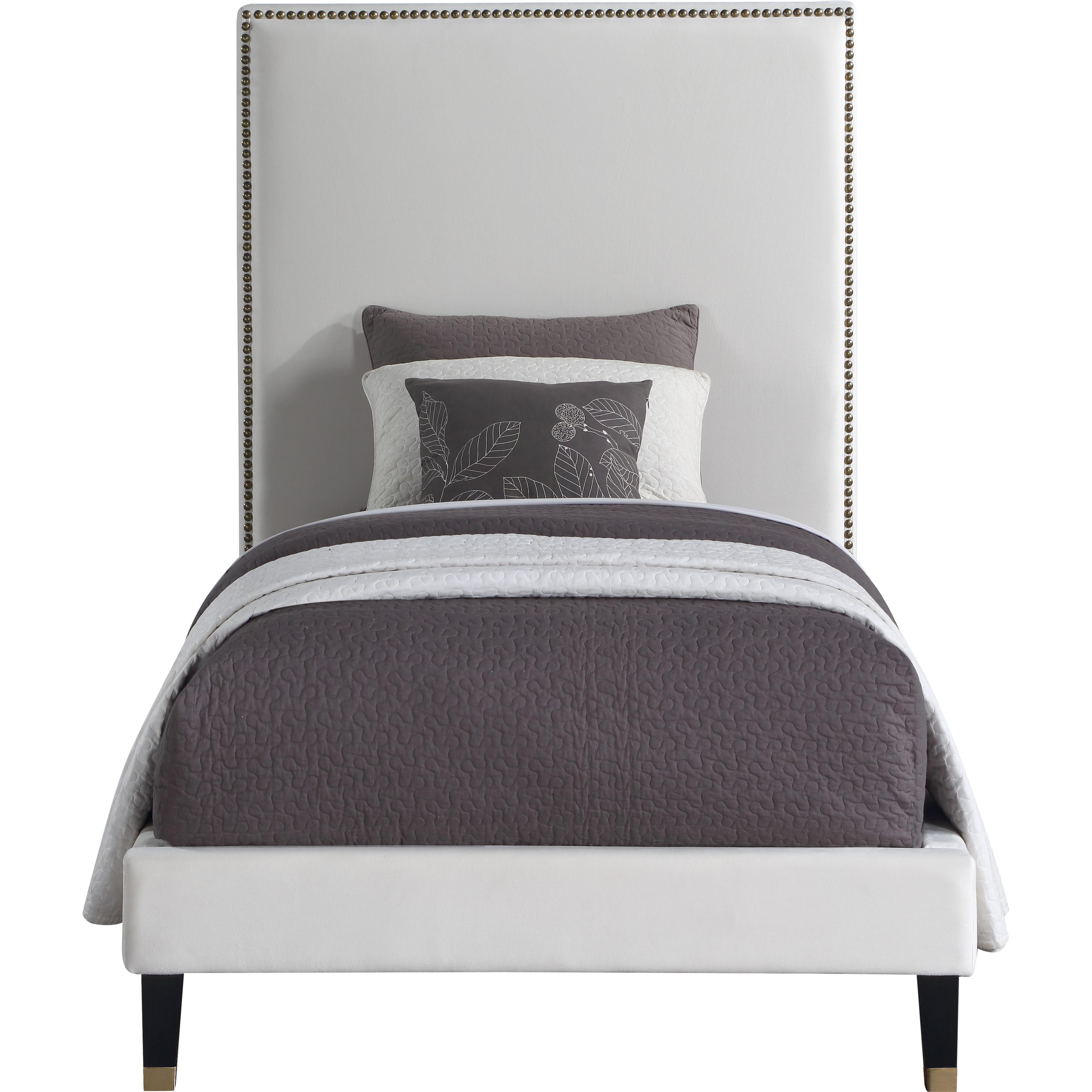 Meridian Harlie Cream Velvet Twin Bed
