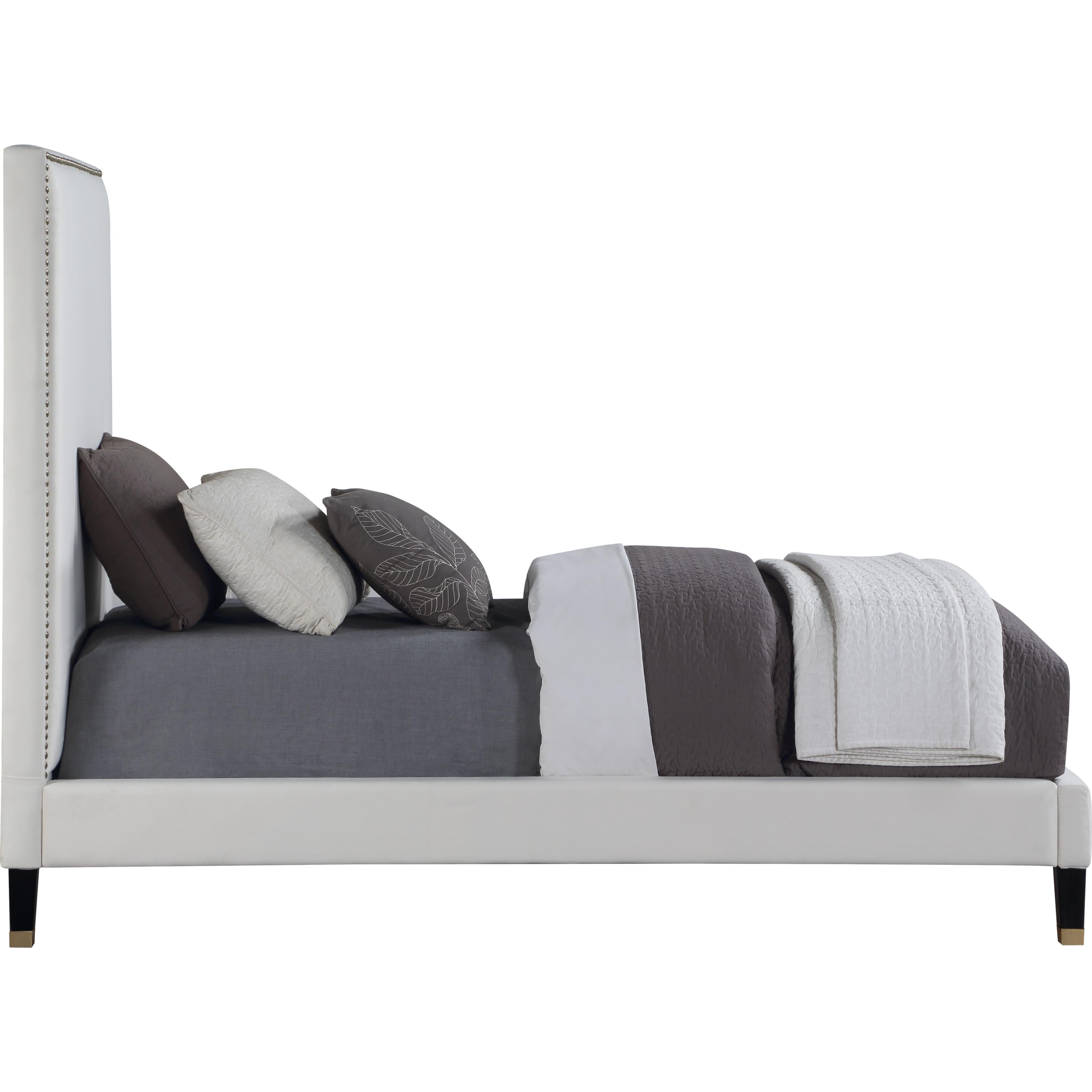 Meridian Harlie Cream Velvet Twin Bed