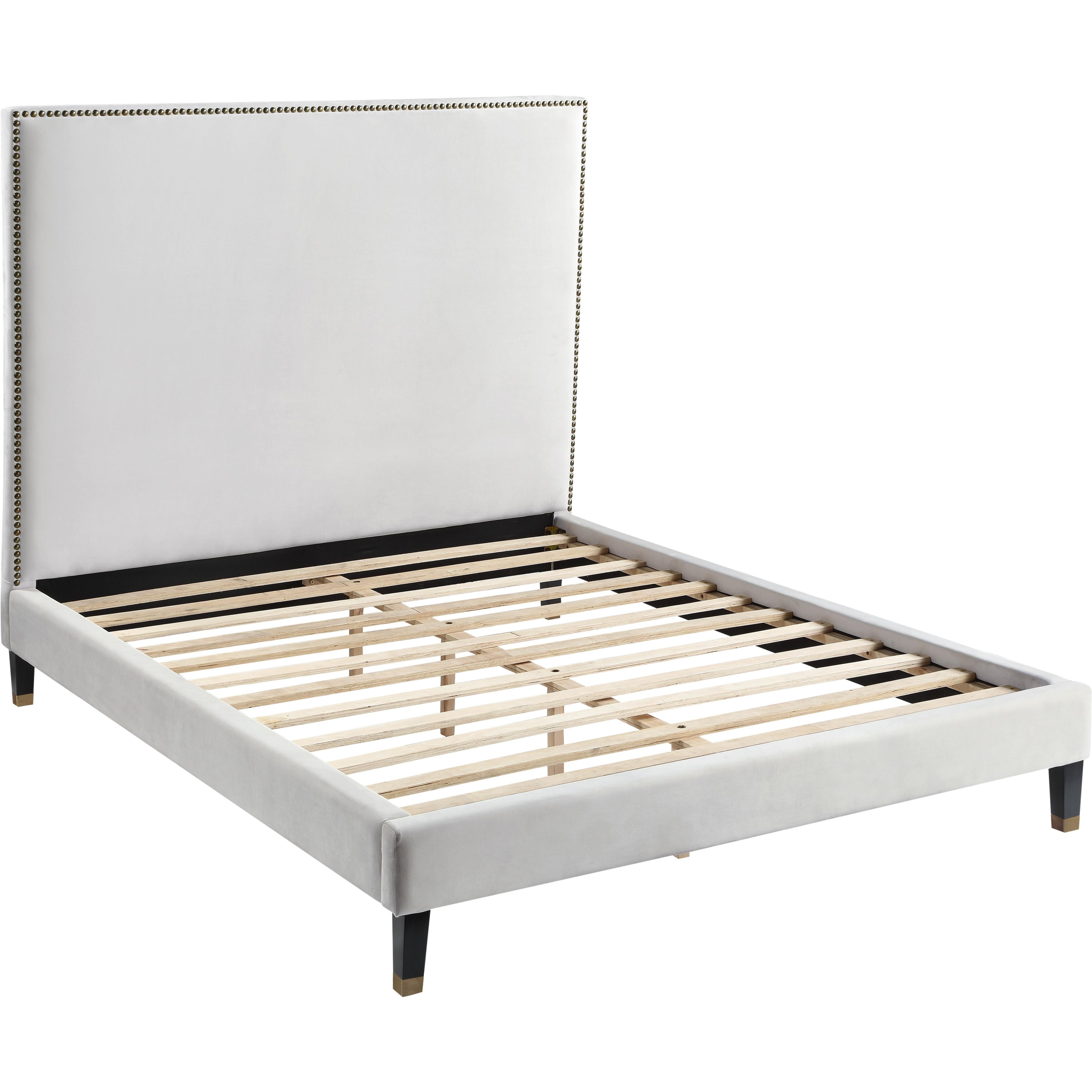 Meridian Harlie Cream Velvet Twin Bed
