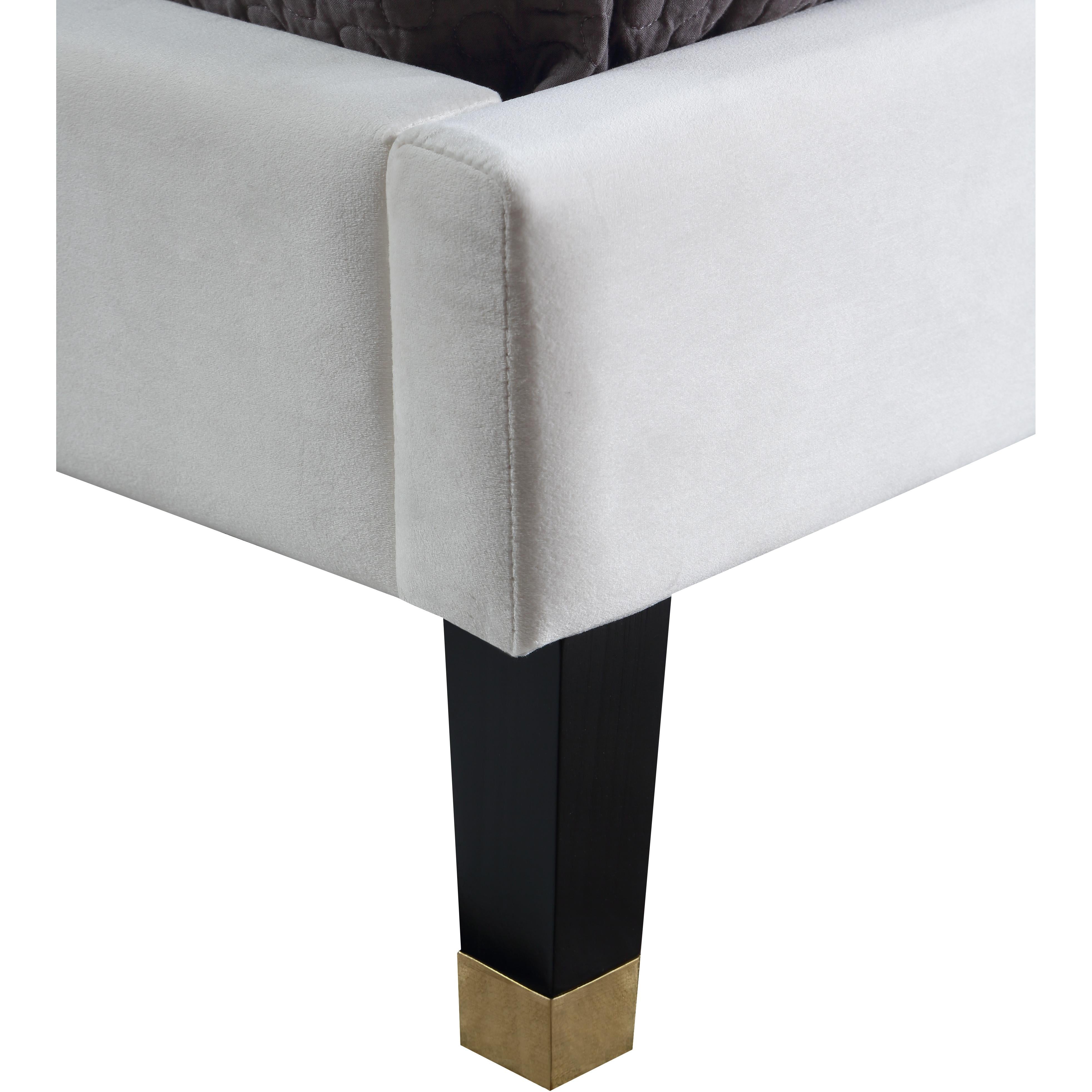 Meridian Harlie Cream Velvet Twin Bed