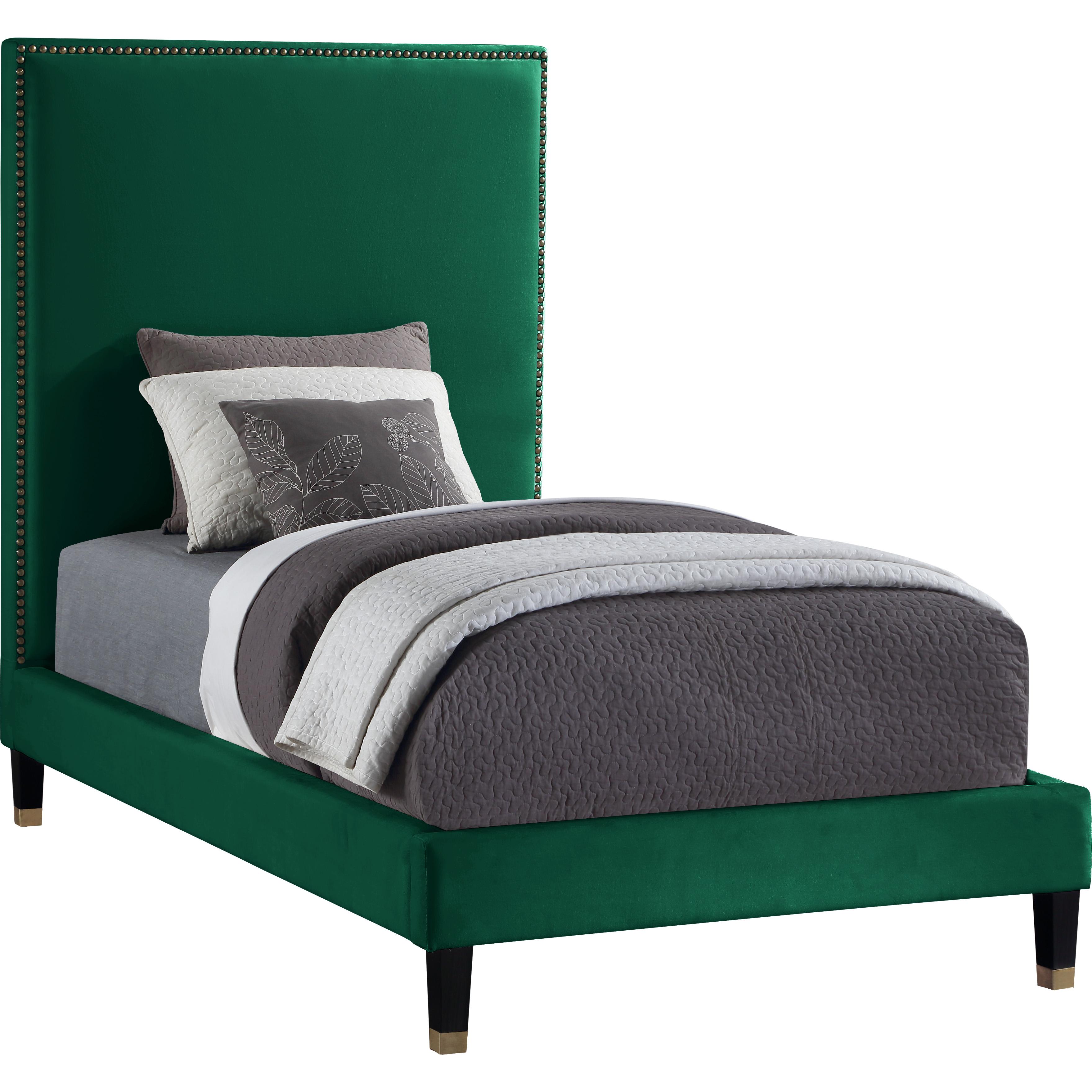 Meridian Harlie Green Velvet Twin Bed