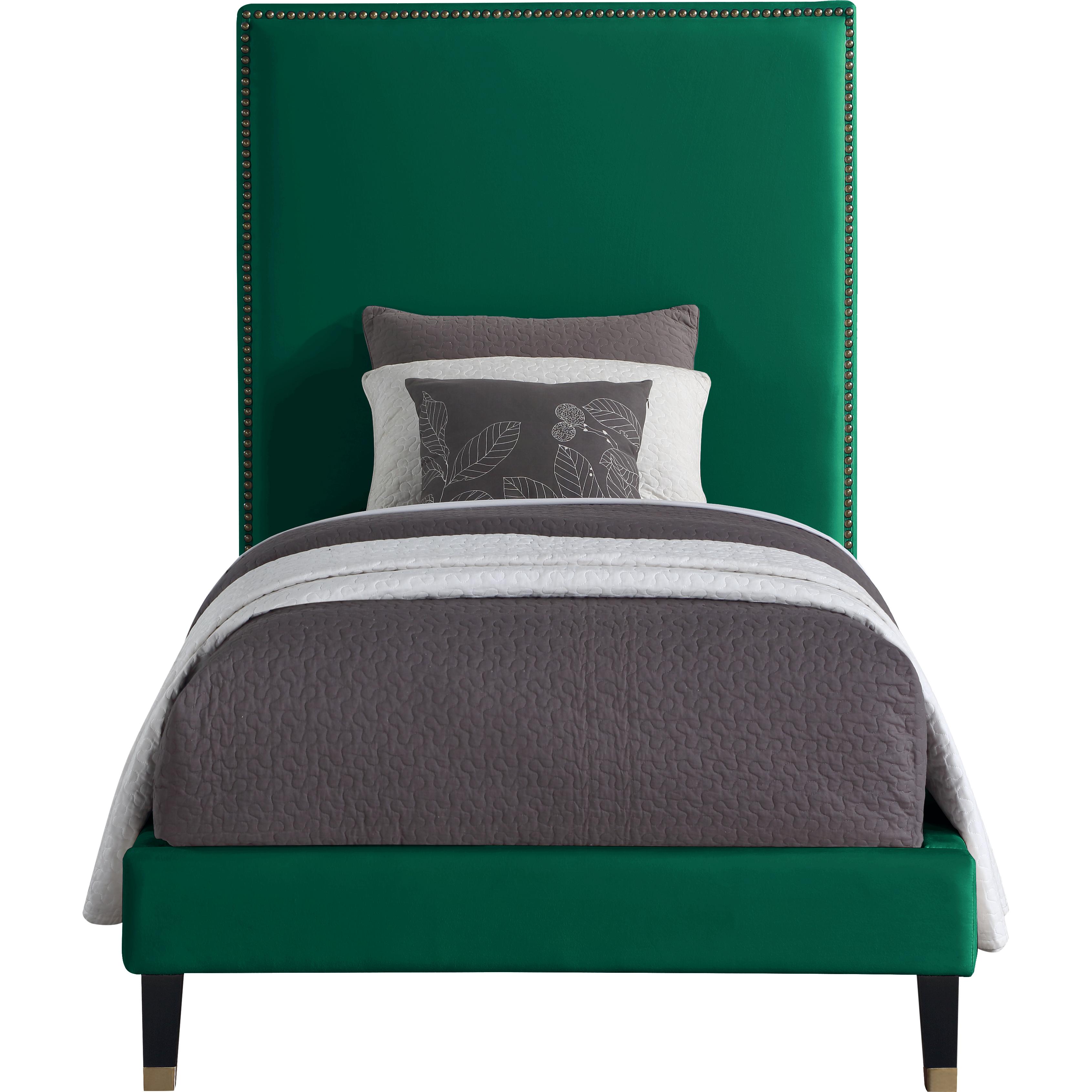 Meridian Harlie Green Velvet Twin Bed