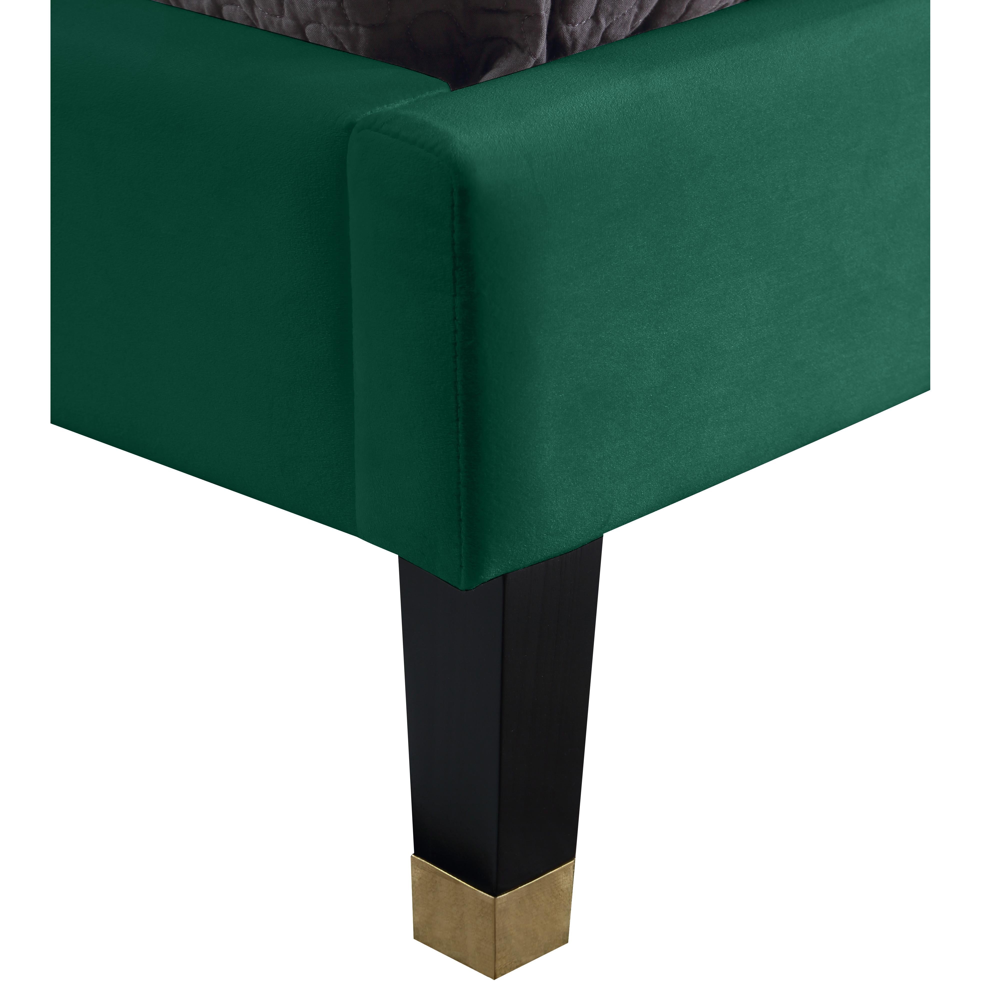 Meridian Harlie Green Velvet Twin Bed